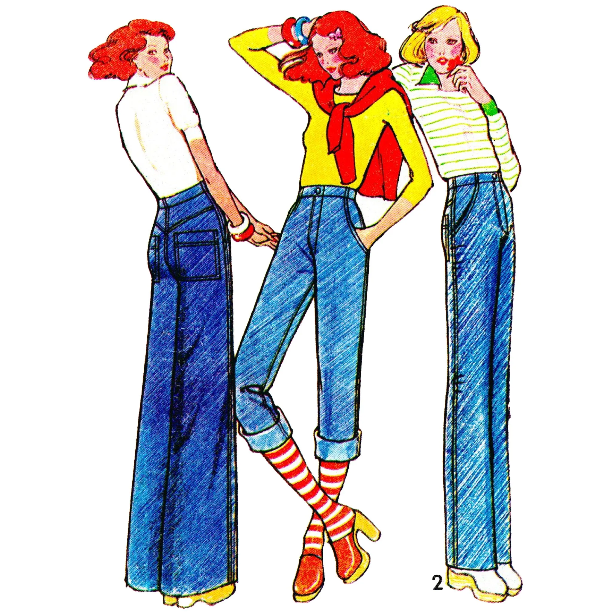 1970s Sewing Pattern, 'Jennifer' Jeans – Waist: 25” (64cm) - 30” (76cm) - Multisized