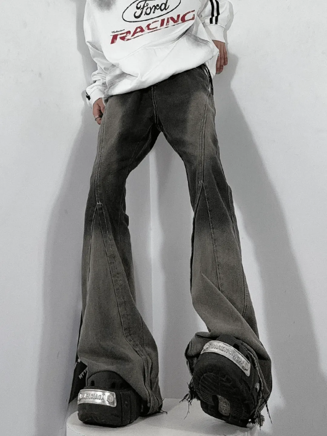 [76STREET] flare wide-legged jeans na996