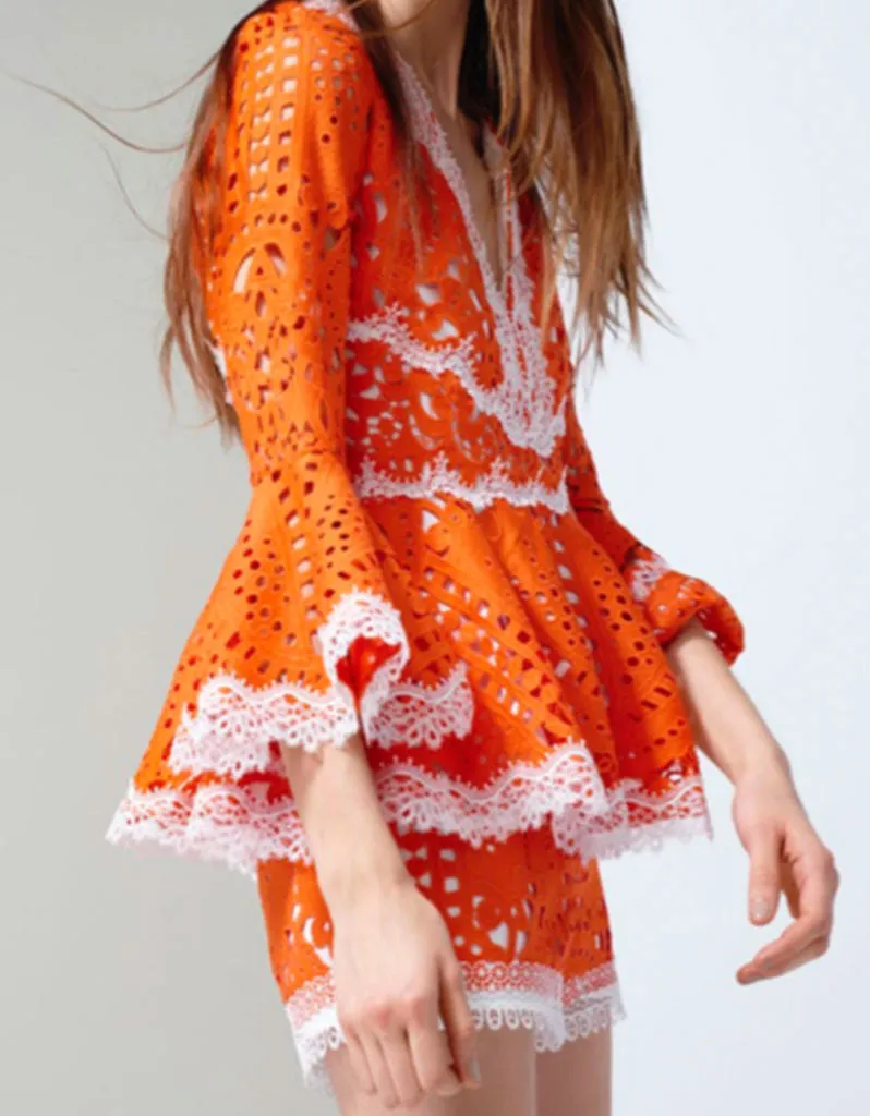 Alexis Alexina Lace Top in Tangerine