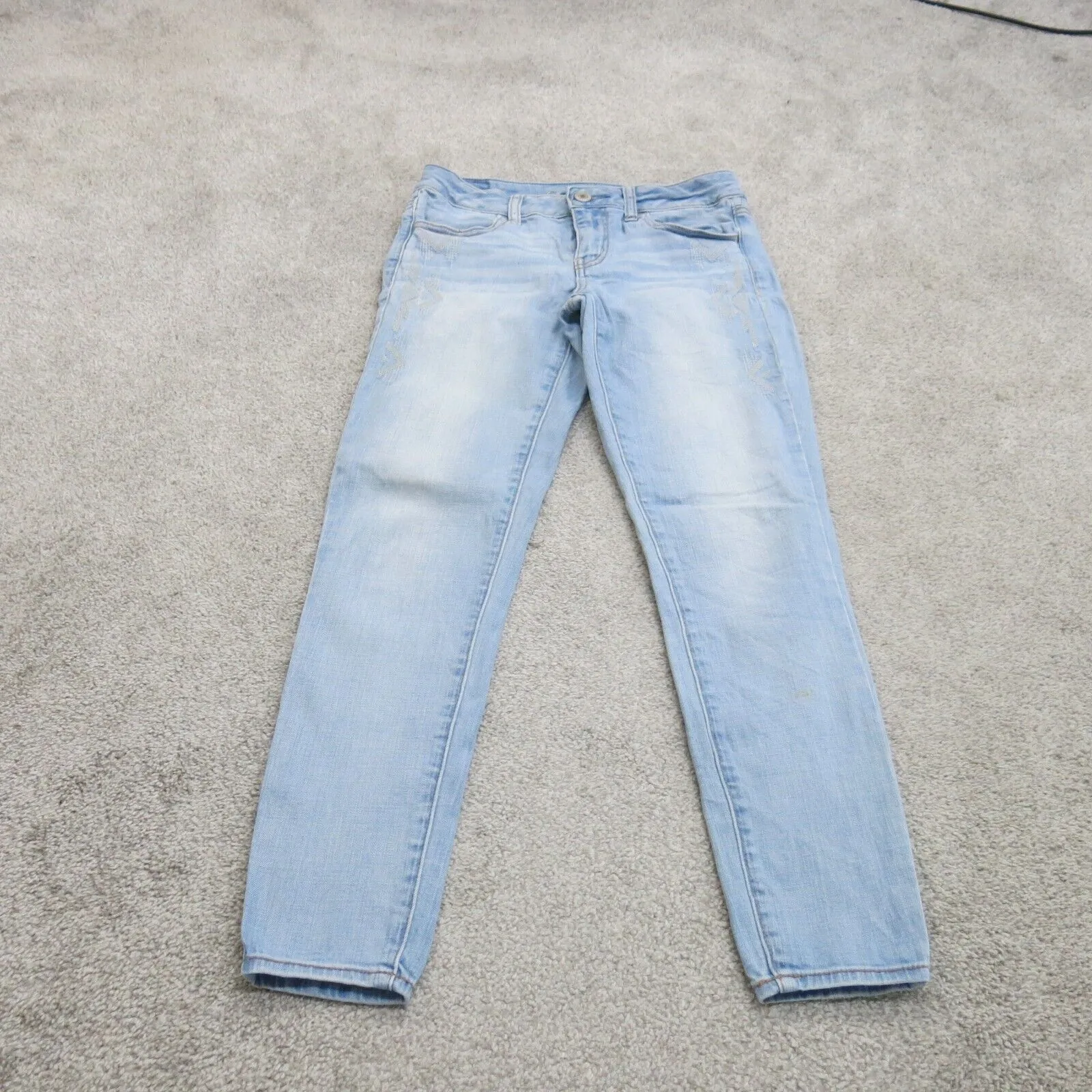 American Eagle Jeans Womens Blue 4 Denim Stretch Skinny Leg Mid Rise Cotton