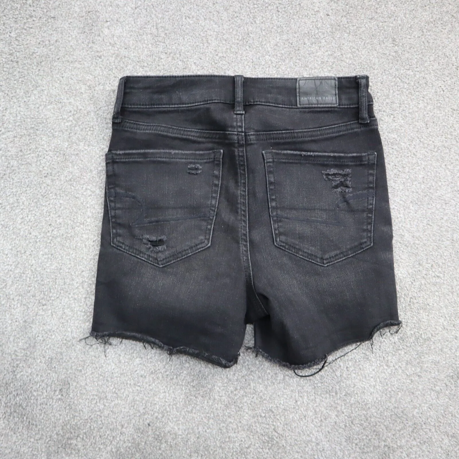 American Eagle Next Level Stretch Women Jeans Short Distressed Black Size 00