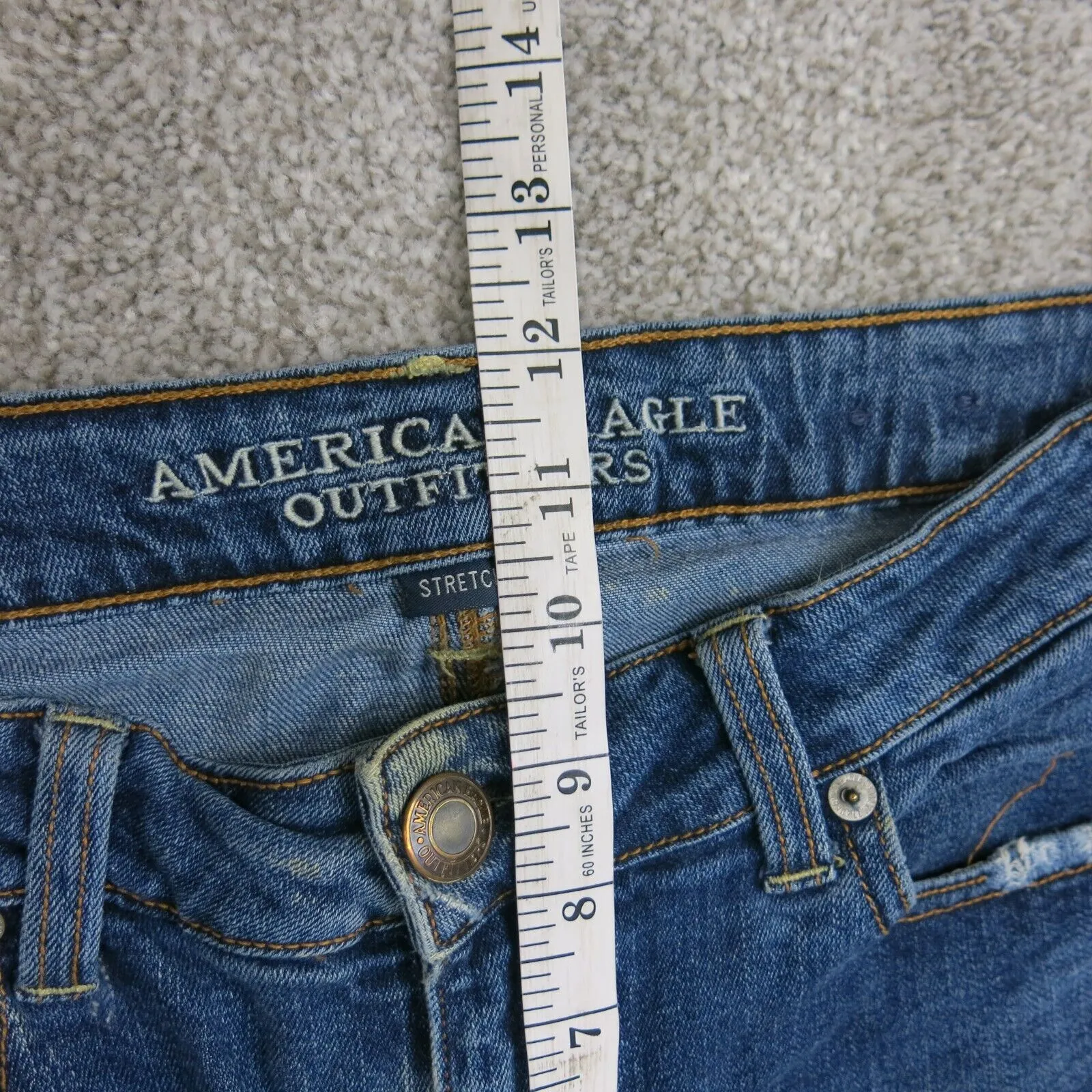 American Eagle Outfitters Women Jeans Skinny Leg Mid Rise Stretch Blue SZ 8 Long