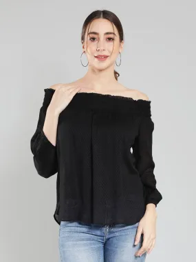 Black off-shoulder viscose top