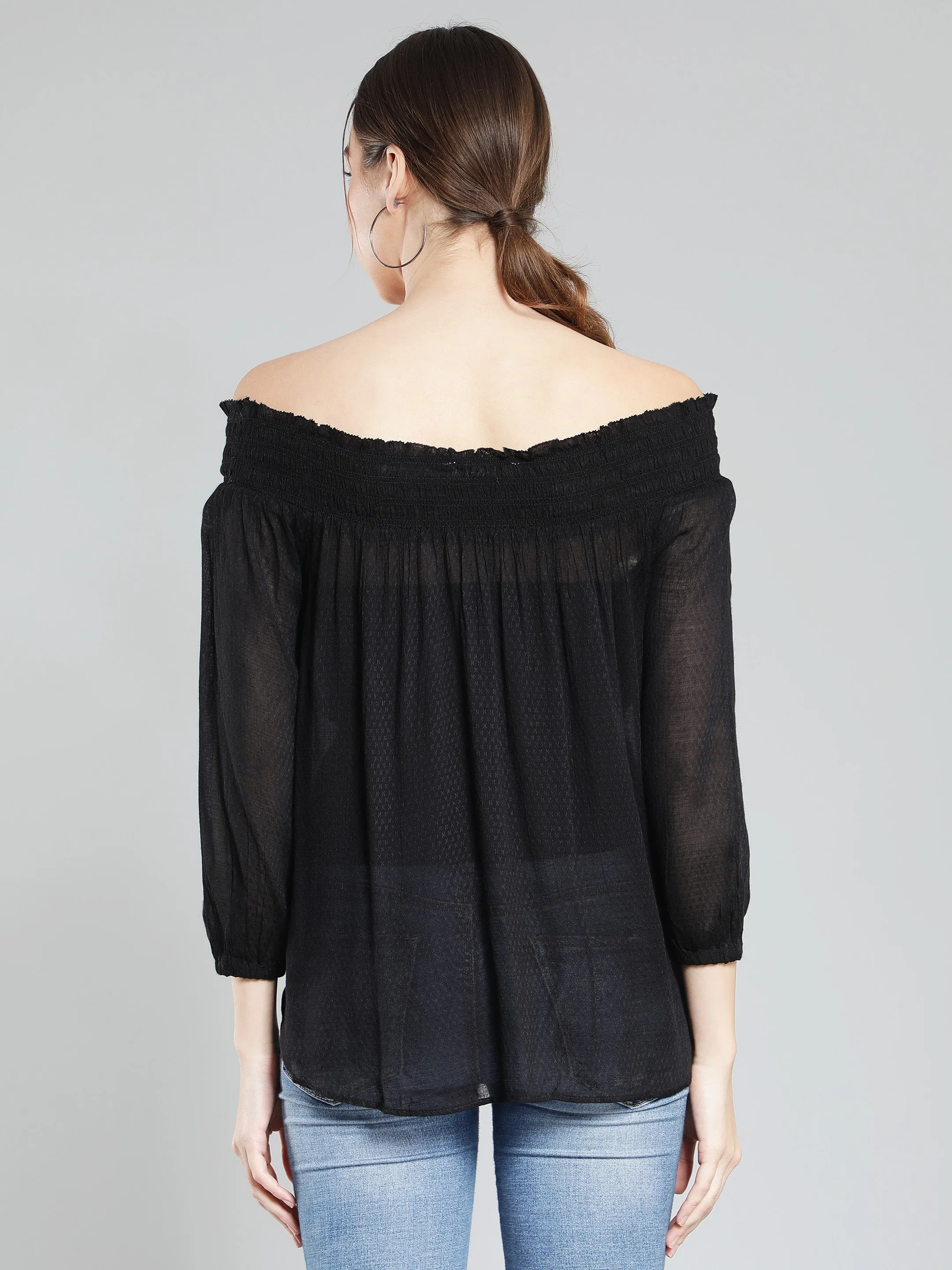 Black off-shoulder viscose top