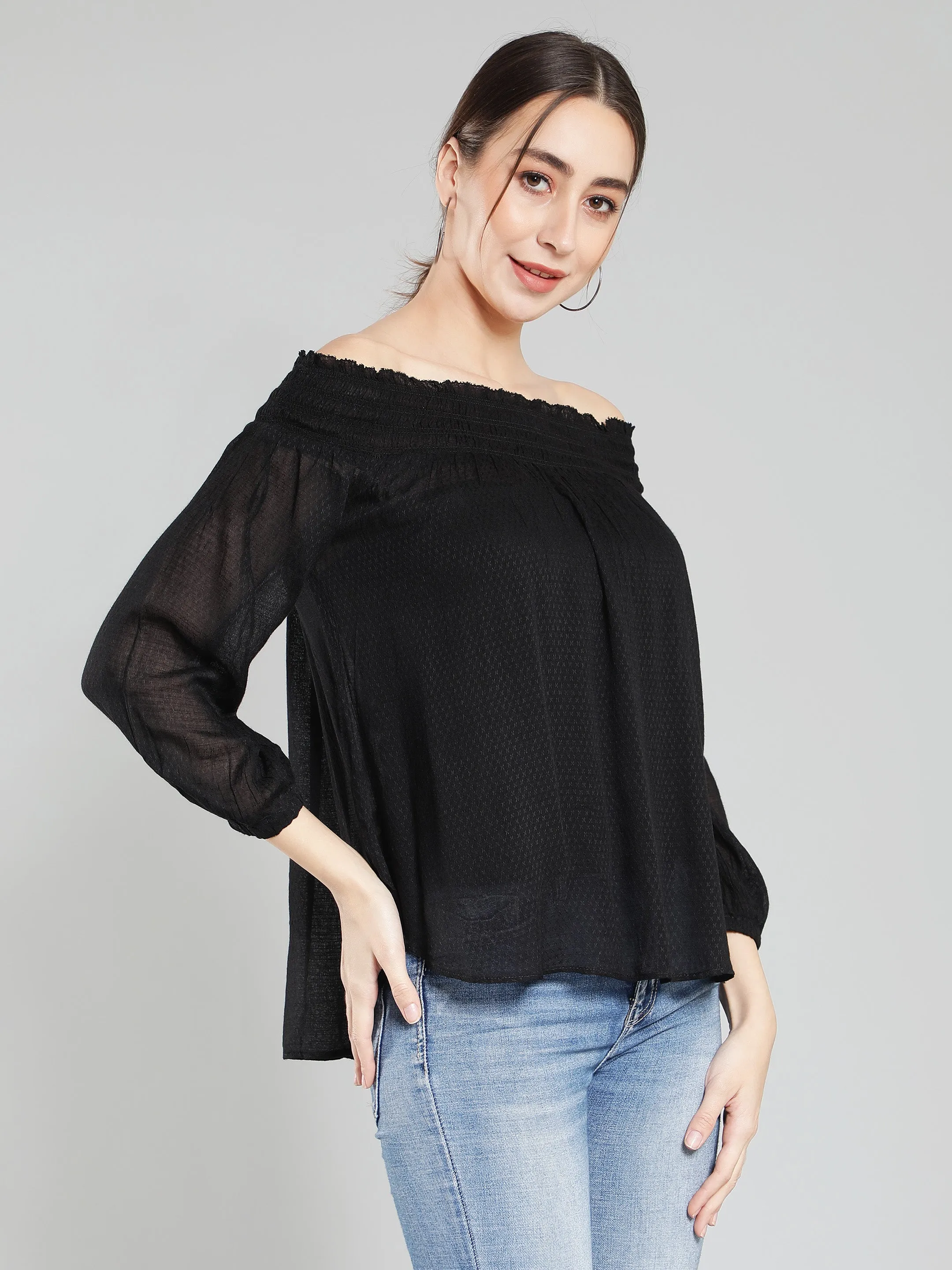 Black off-shoulder viscose top