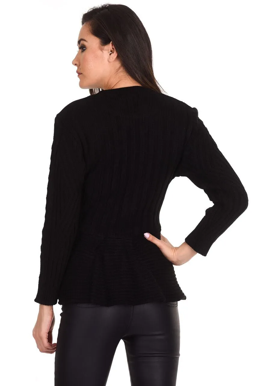 Black Peplum Knitted Jumper