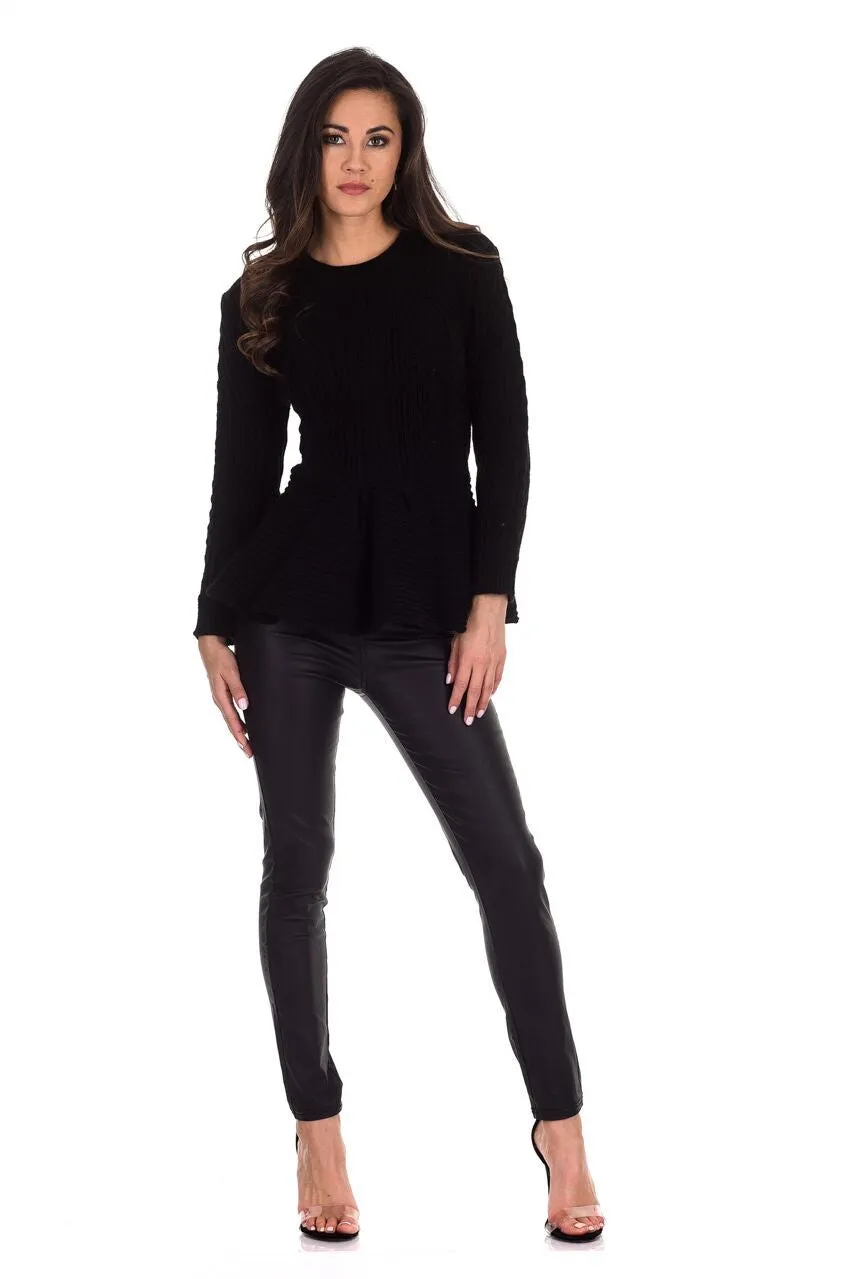 Black Peplum Knitted Jumper