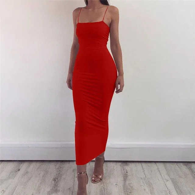 Bodycon Spaghetti Strap Maxi Dress