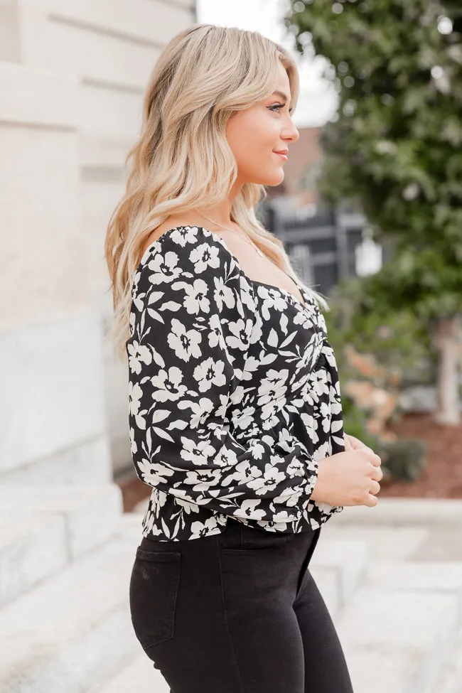 Bold Adventures Black Floral Twist Front Blouse FINAL SALE