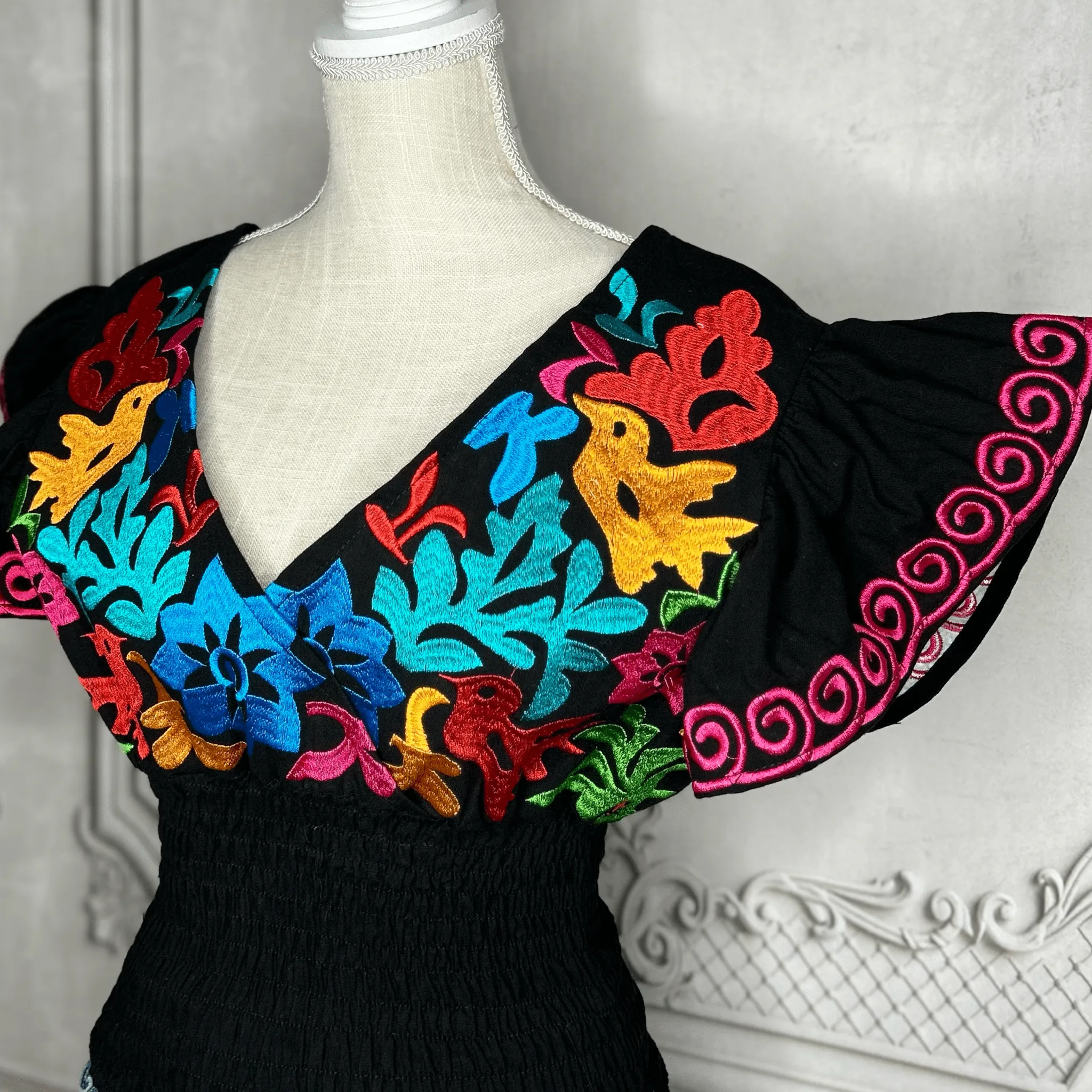 Butterfly Sleeve Mexican Crop Top Jalapa - V-Neck