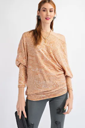 Camel Off Shoulder Tops Casual Loose Shirt Dolman Sleeve Tunic Blouse_