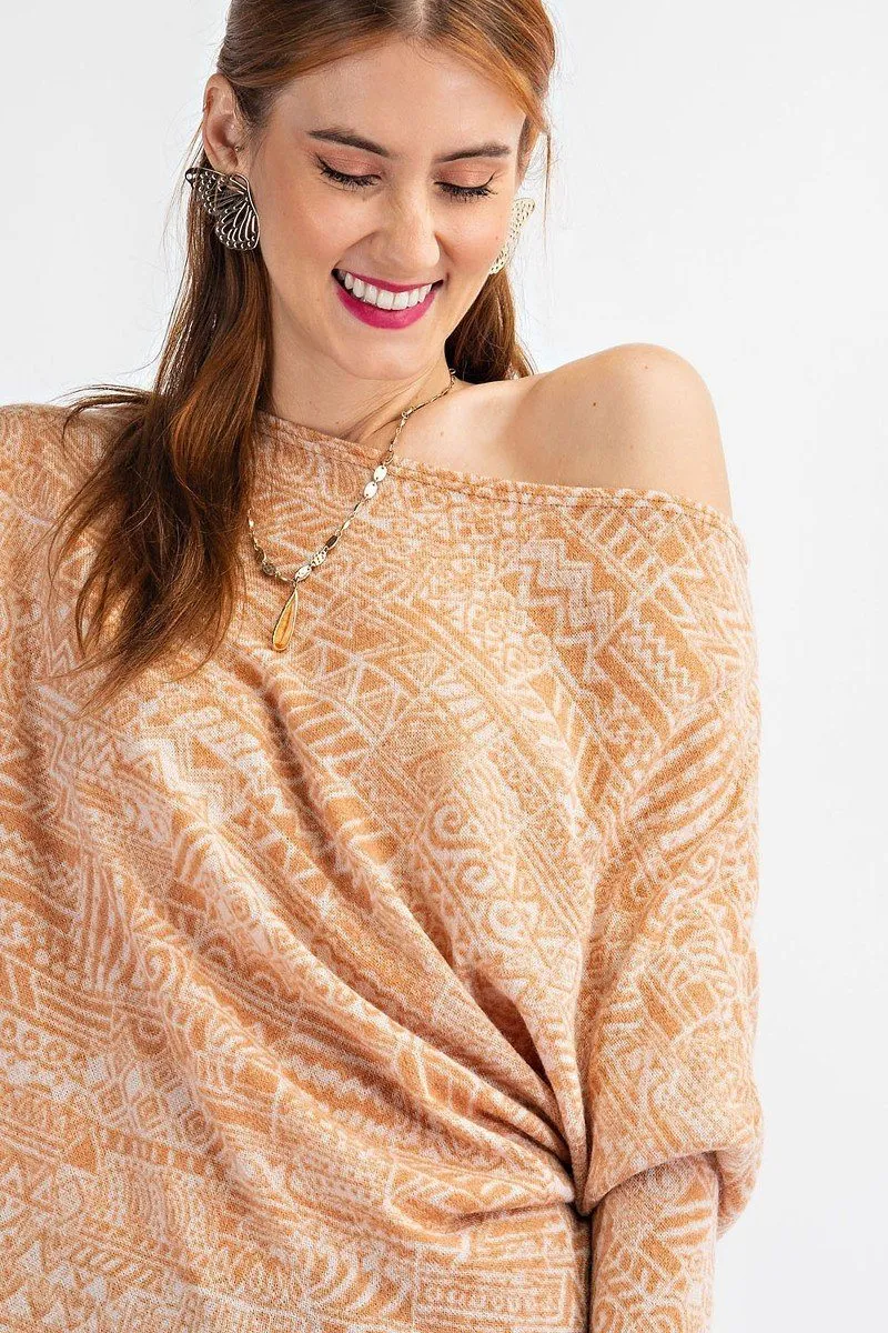 Camel Off Shoulder Tops Casual Loose Shirt Dolman Sleeve Tunic Blouse_