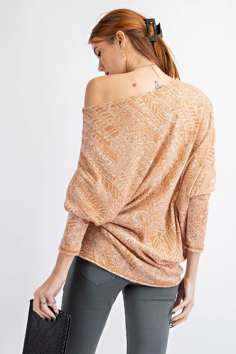 Camel Off Shoulder Tops Casual Loose Shirt Dolman Sleeve Tunic Blouse_