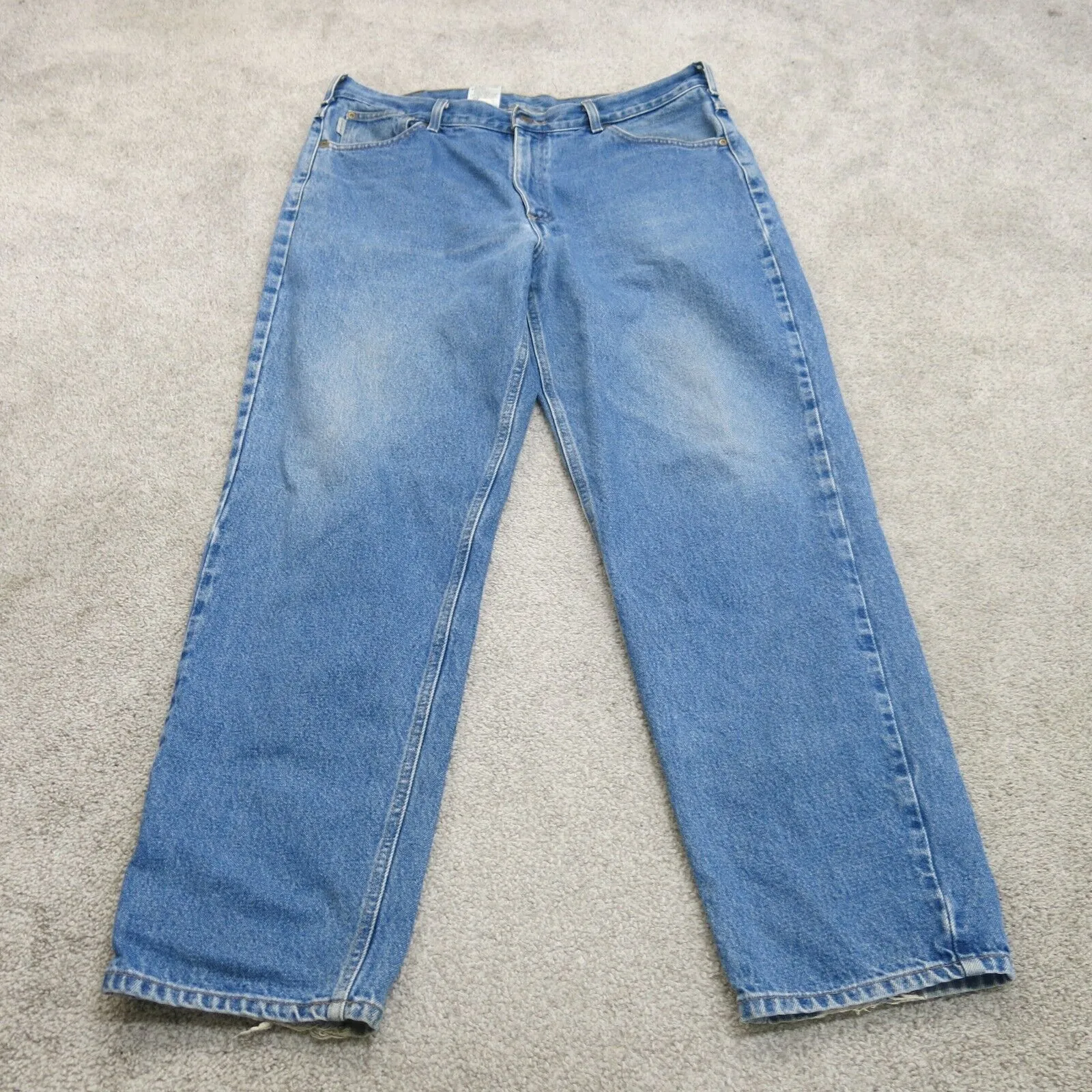 Carhartt Jeans Mens 38X32 Blue Denim Stretch Straight Leg Mid Rise 100% Cotton