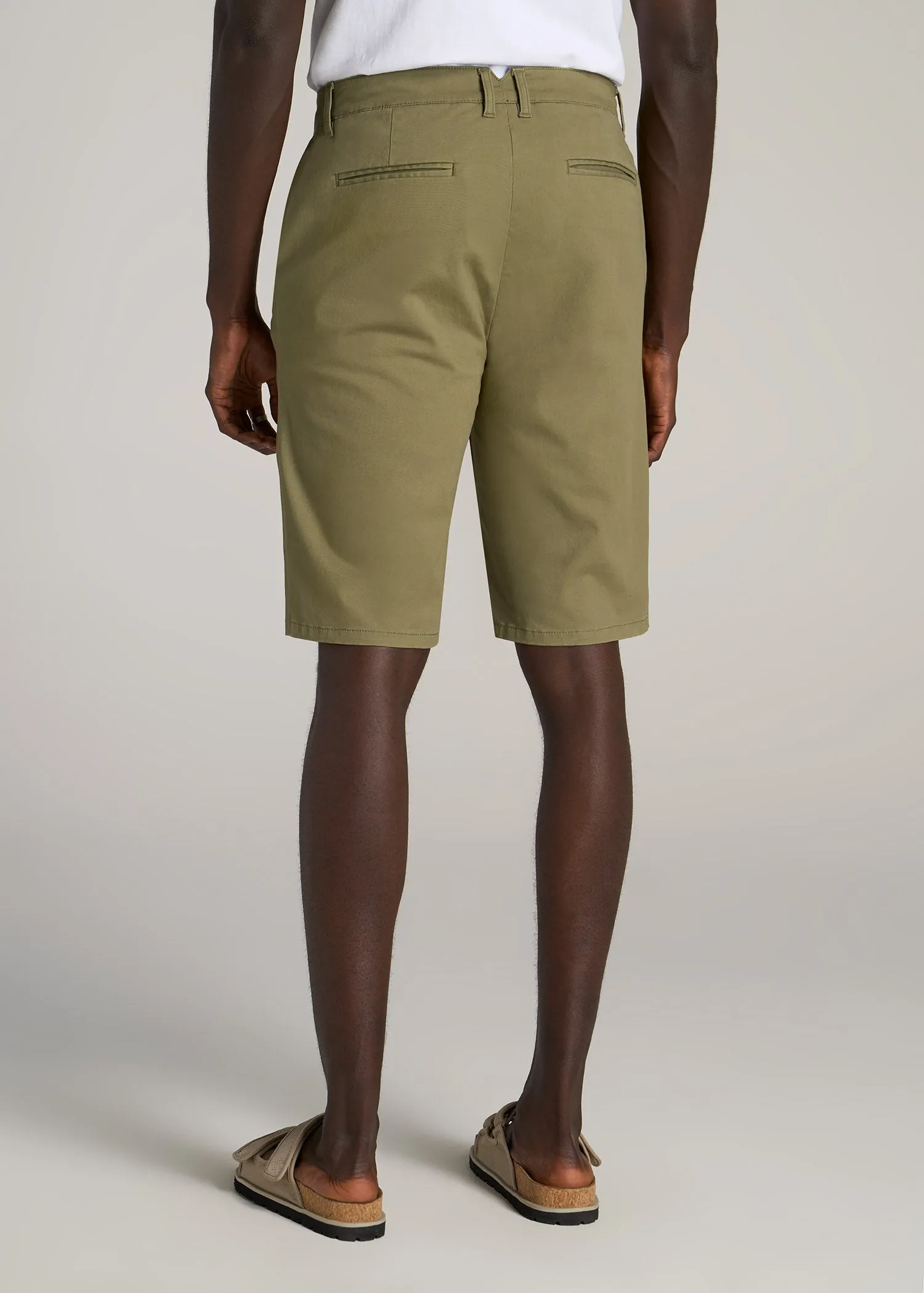 Chino Shorts for Tall Men in Fatigue Green