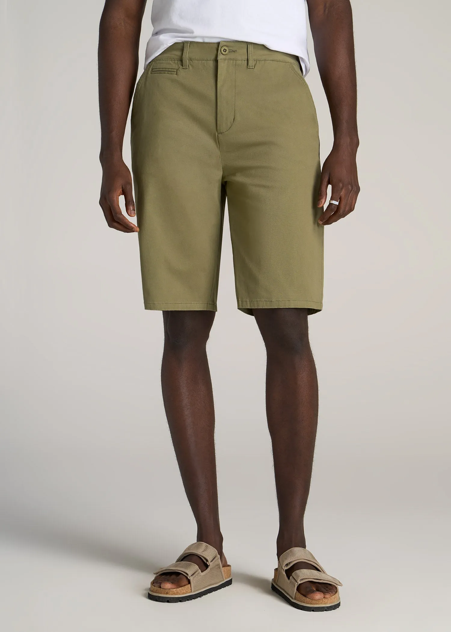 Chino Shorts for Tall Men in Fatigue Green