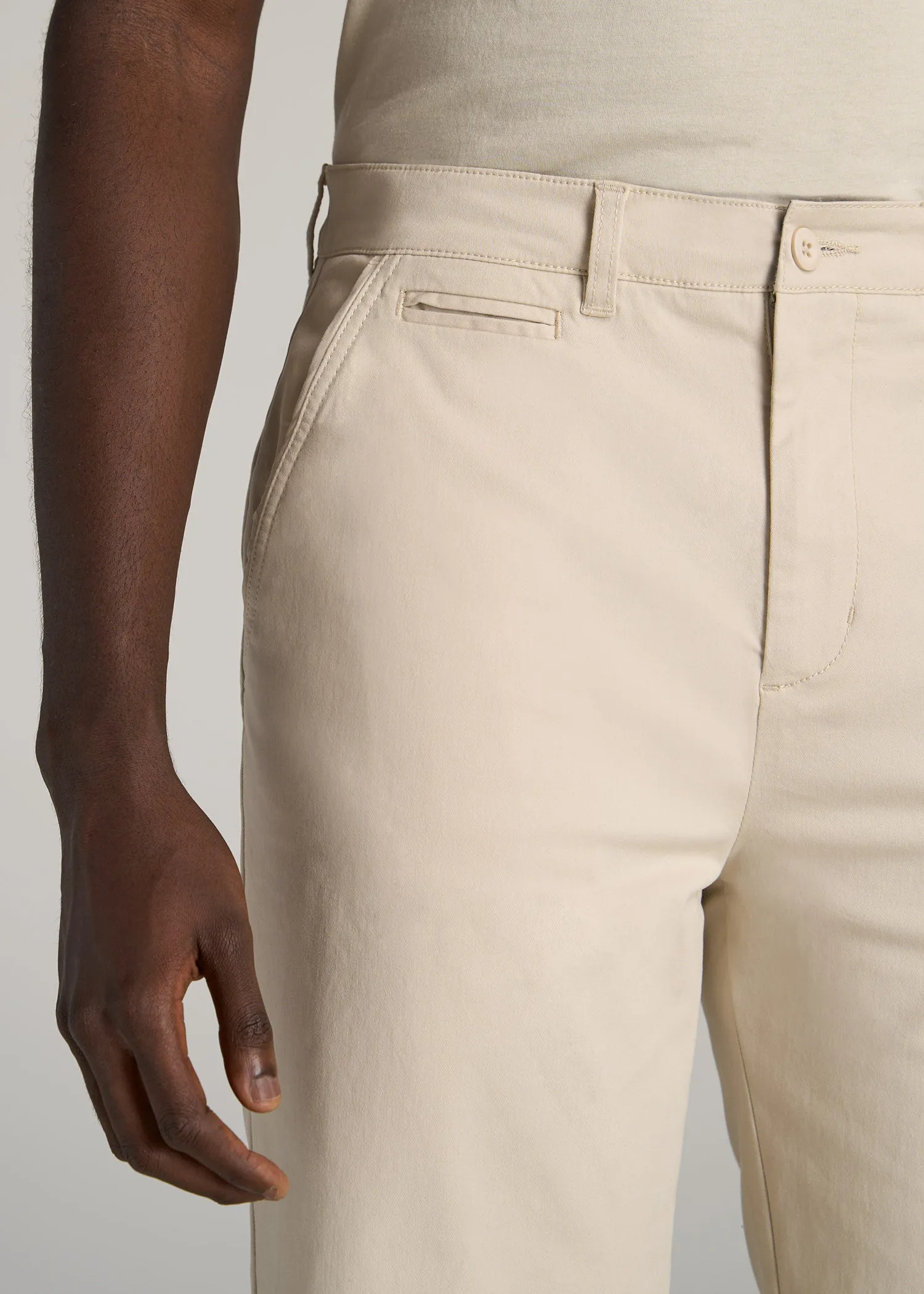 Chino Shorts for Tall Men in Soft Beige