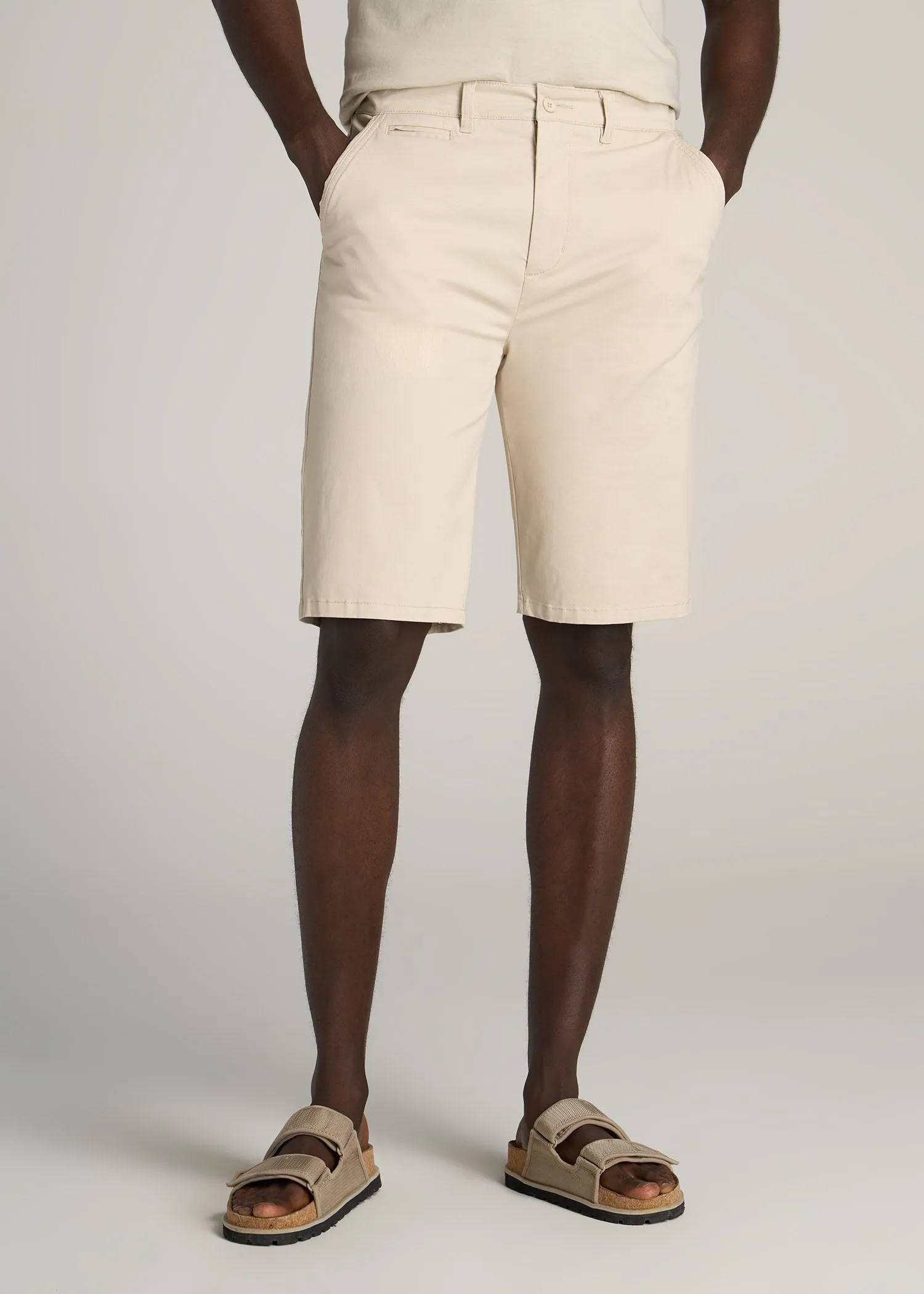 Chino Shorts for Tall Men in Soft Beige