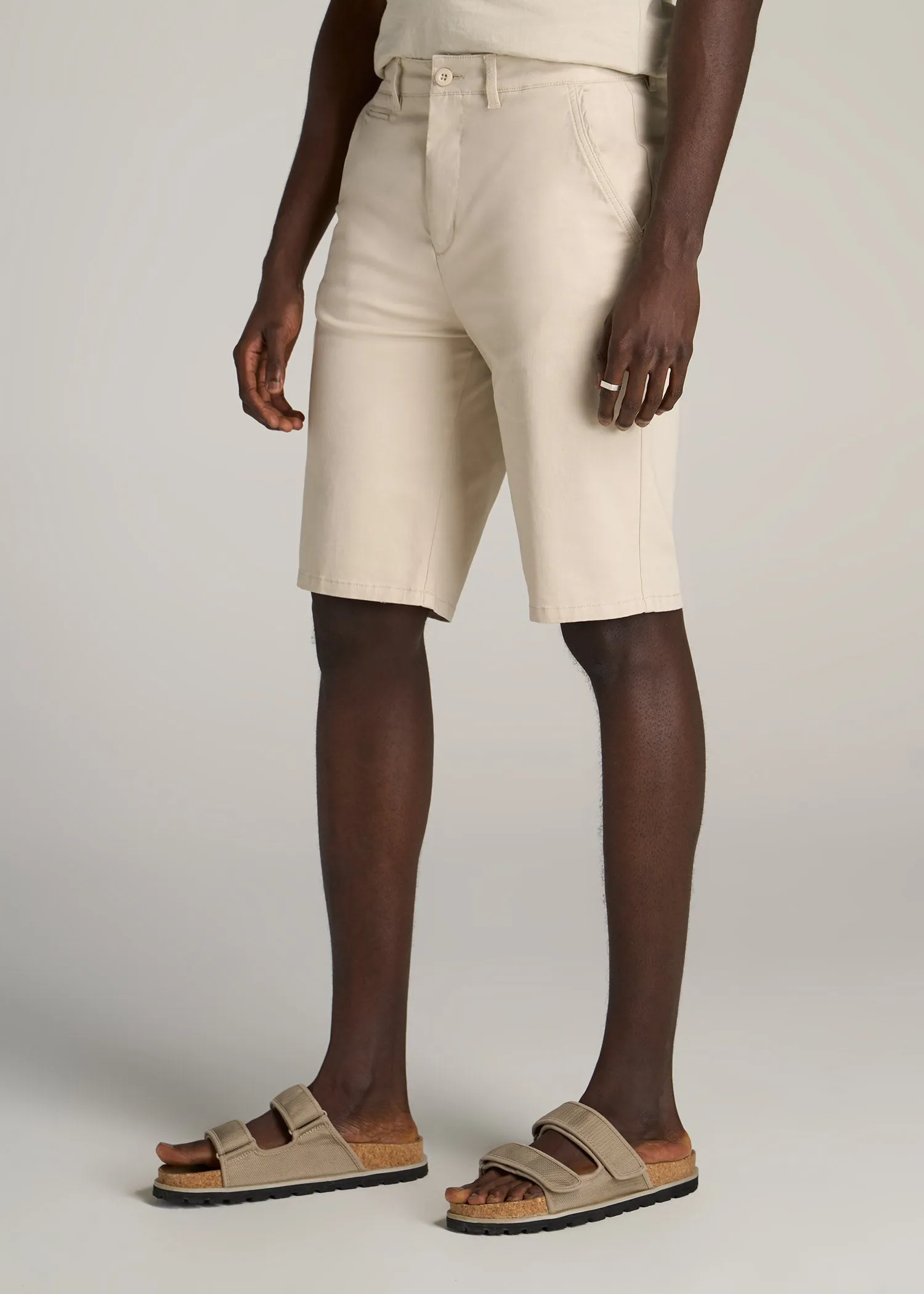 Chino Shorts for Tall Men in Soft Beige