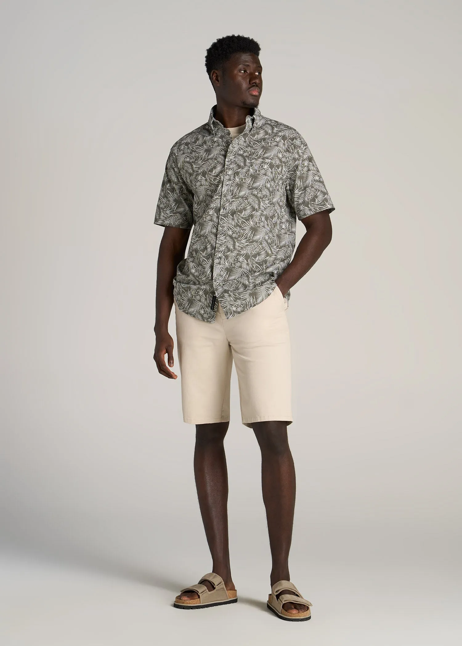 Chino Shorts for Tall Men in Soft Beige