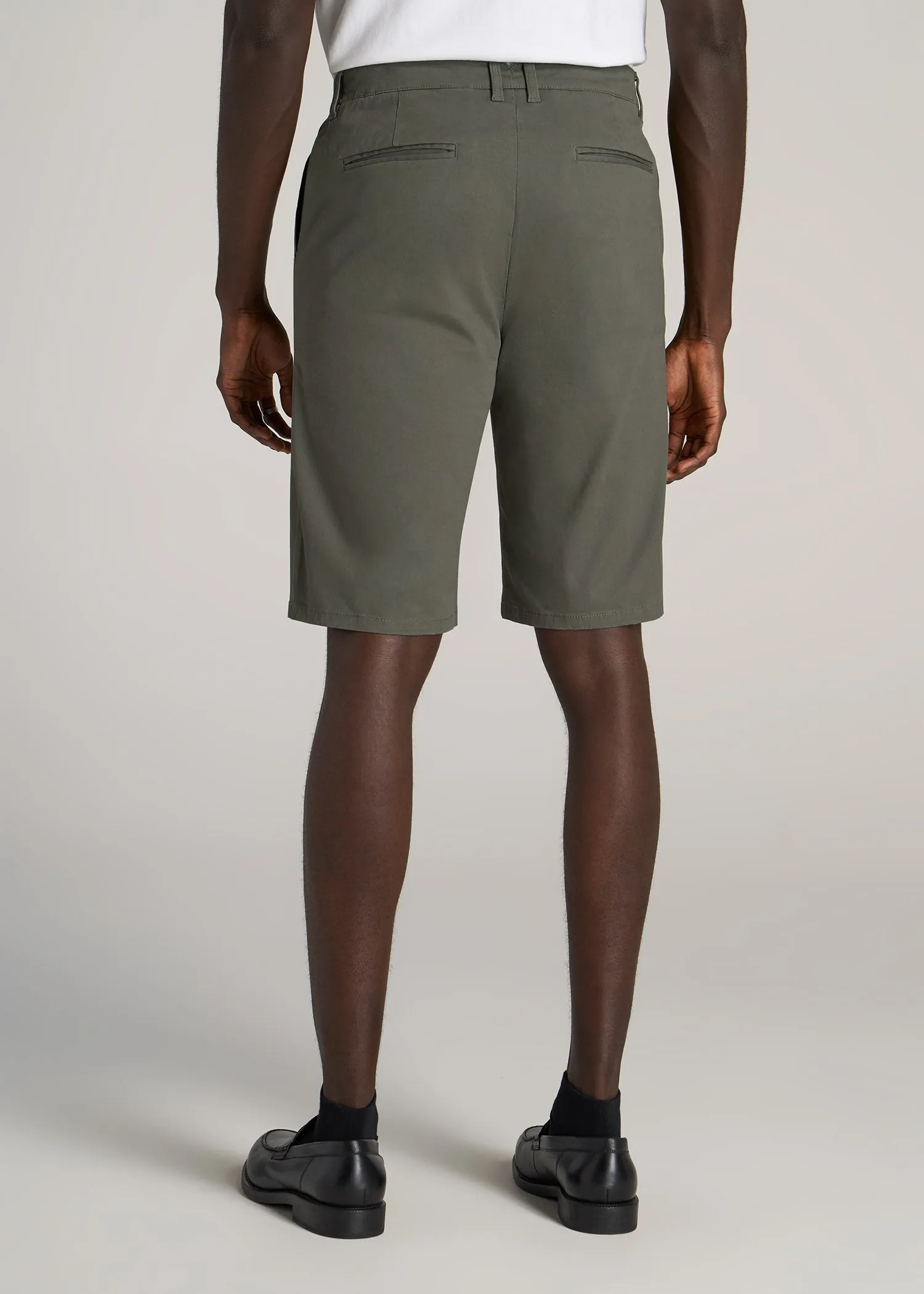 Chino Shorts for Tall Men in Spring Olive