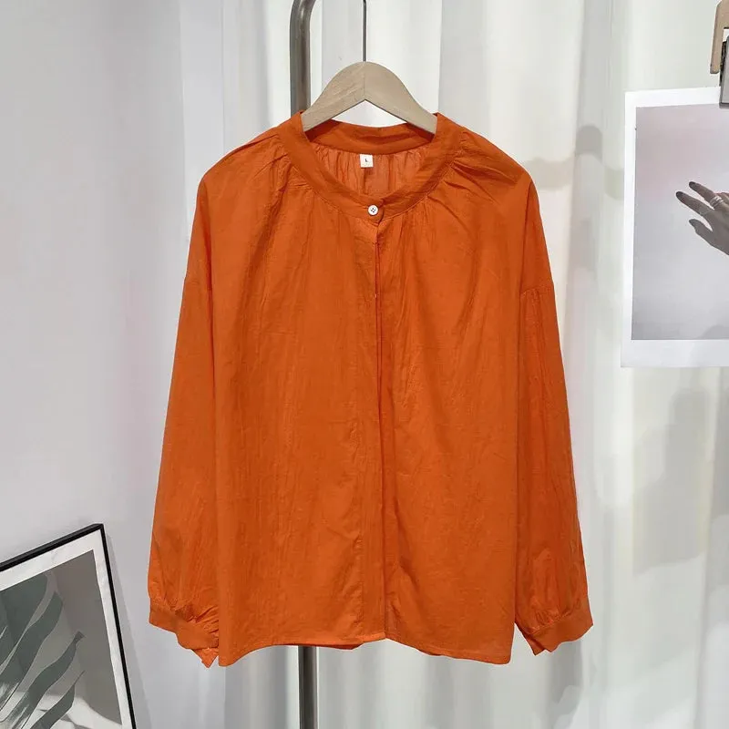 Cotton Hollow V Neck Lady Streetwear Blouse