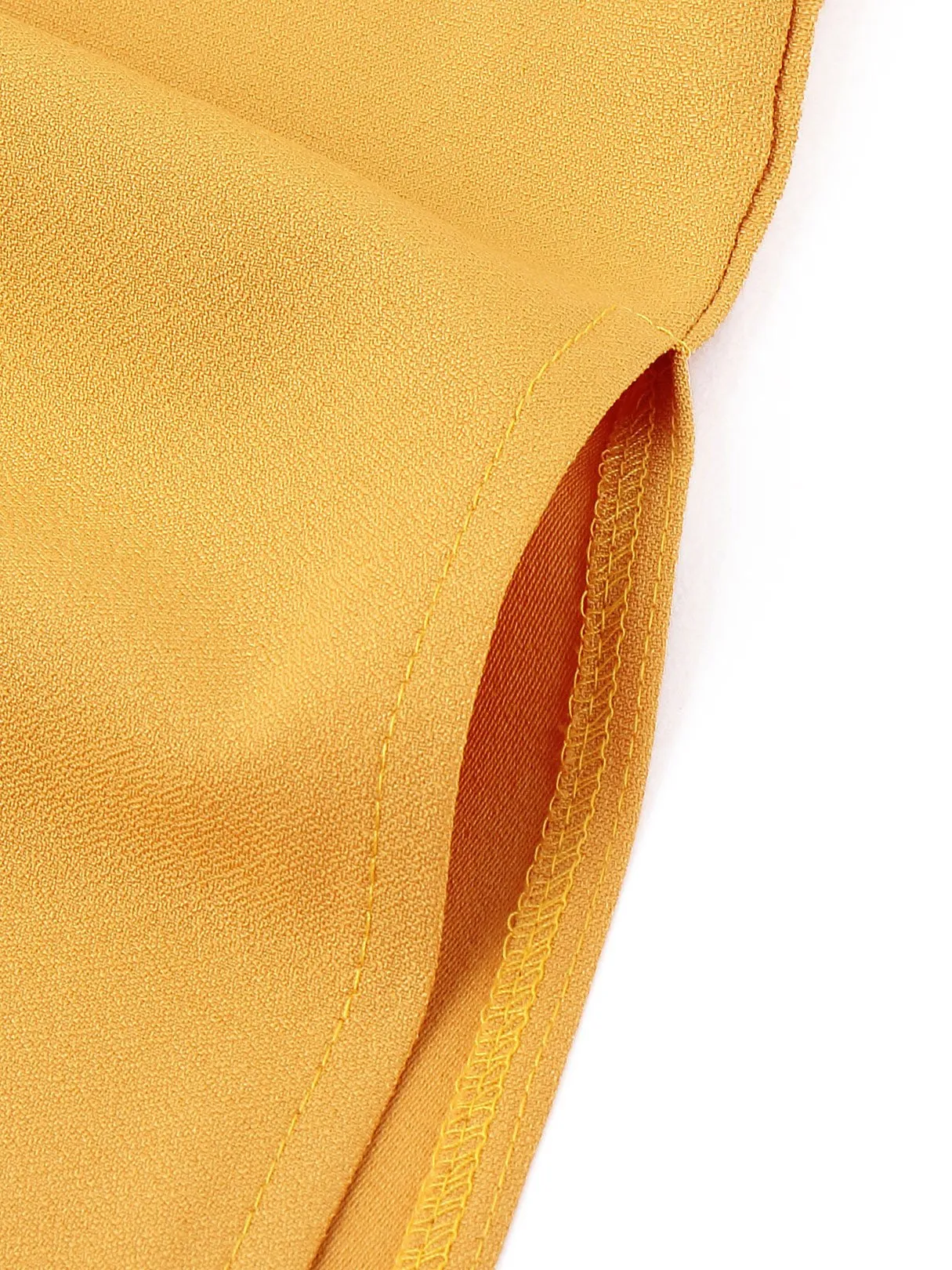 Custom V-Neck Long Sleeve Slit Hem Yellow Top