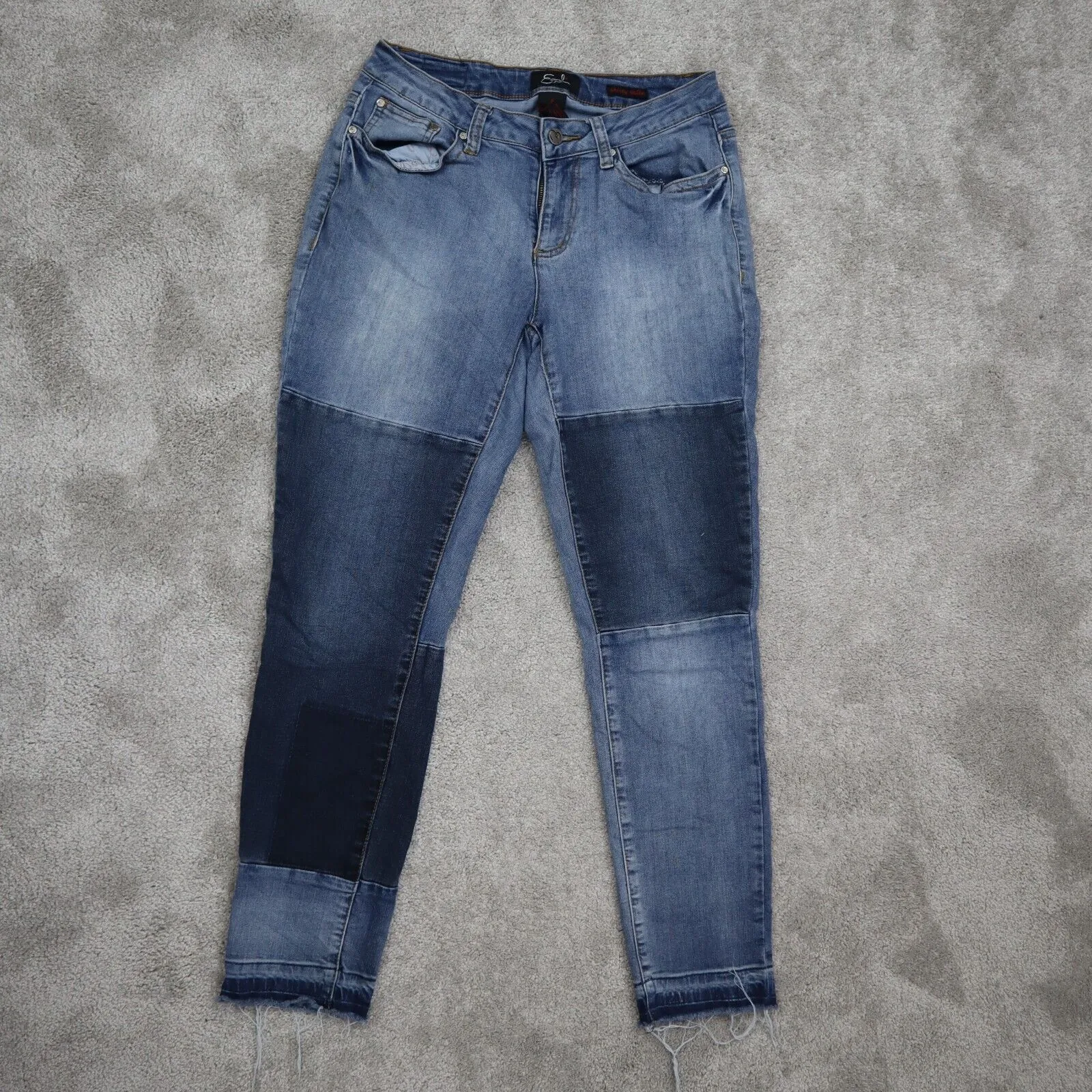 Earl Jeans Womens Size 8 Blue  Skinny Ankle Solid Denim Mid Rise Raw Hem