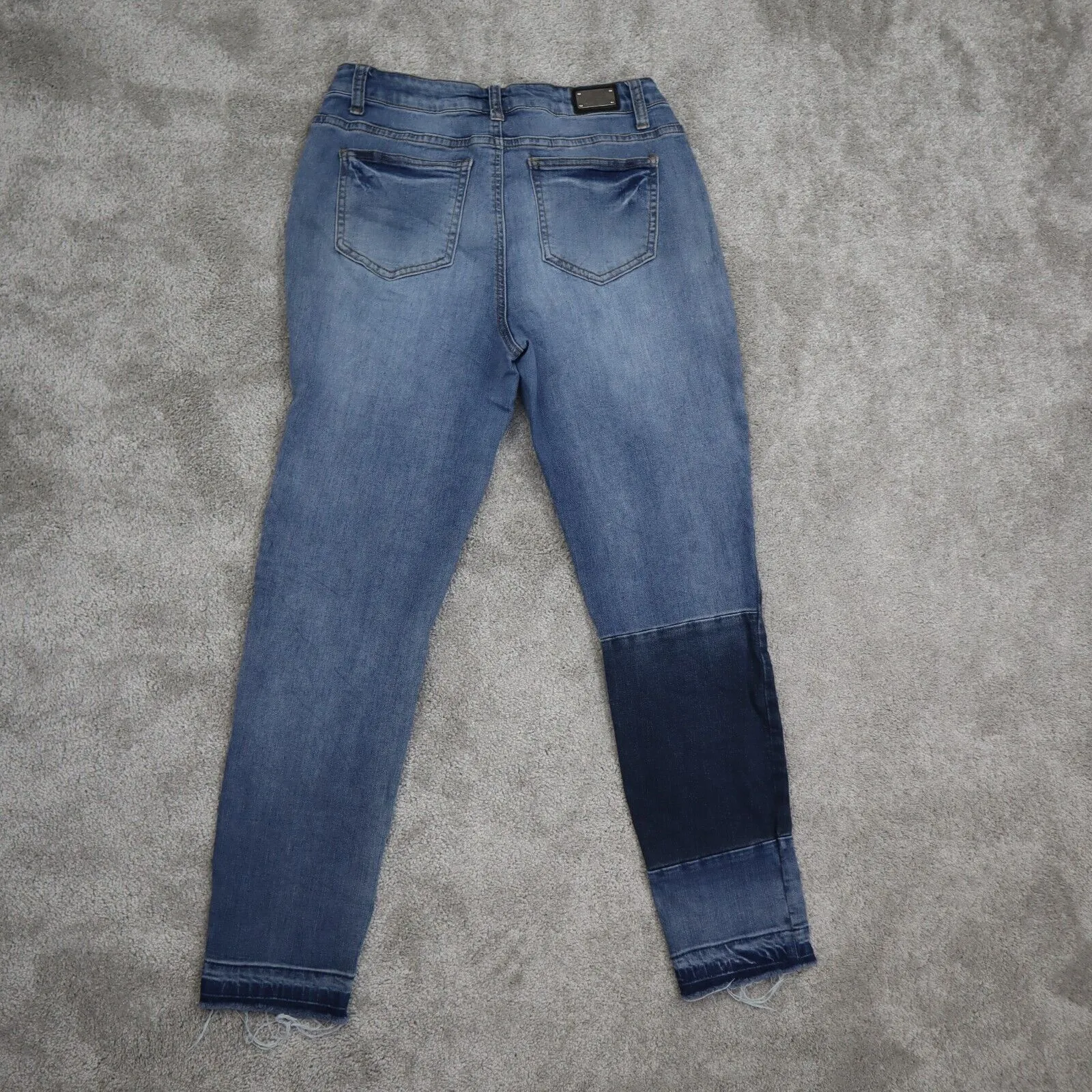 Earl Jeans Womens Size 8 Blue  Skinny Ankle Solid Denim Mid Rise Raw Hem