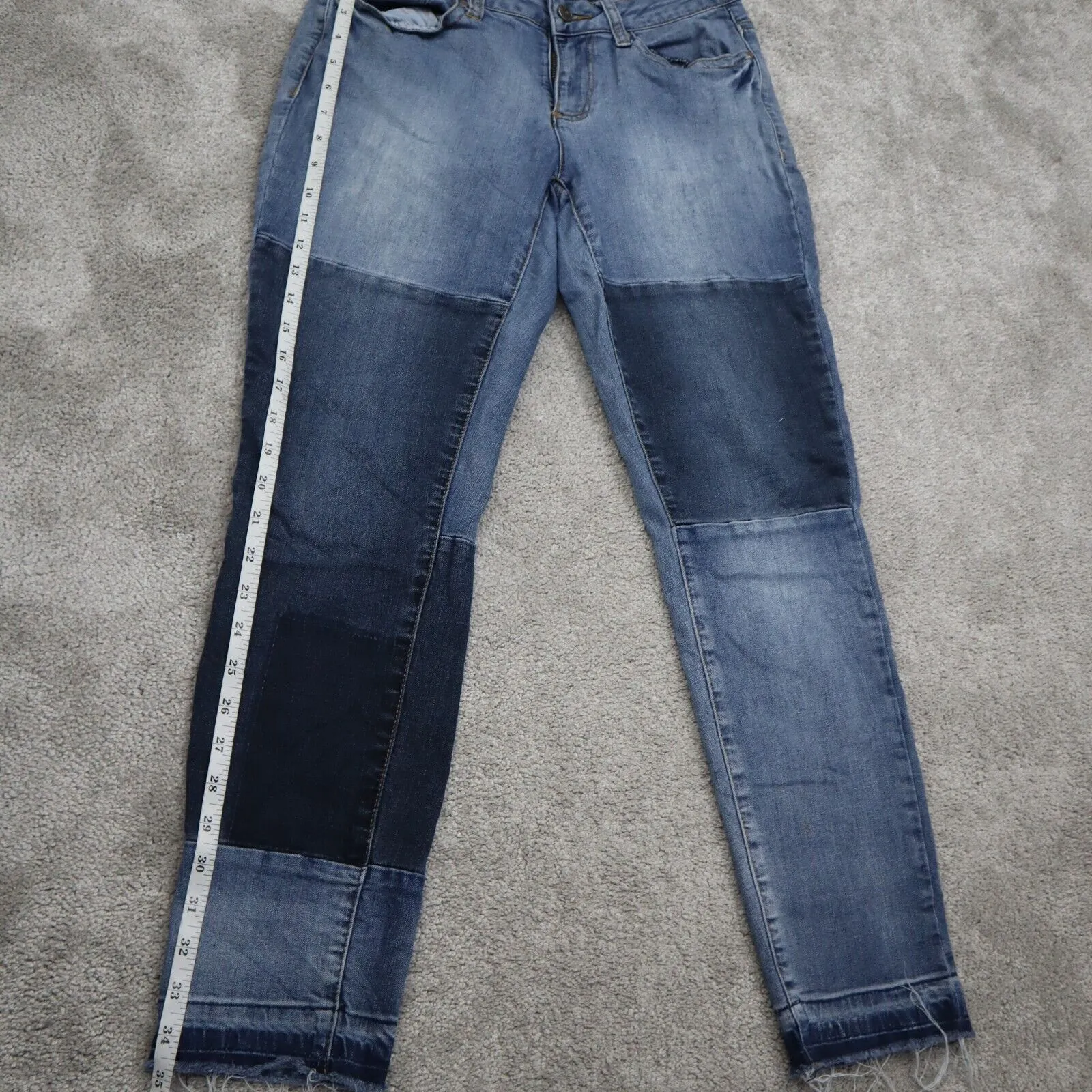 Earl Jeans Womens Size 8 Blue  Skinny Ankle Solid Denim Mid Rise Raw Hem