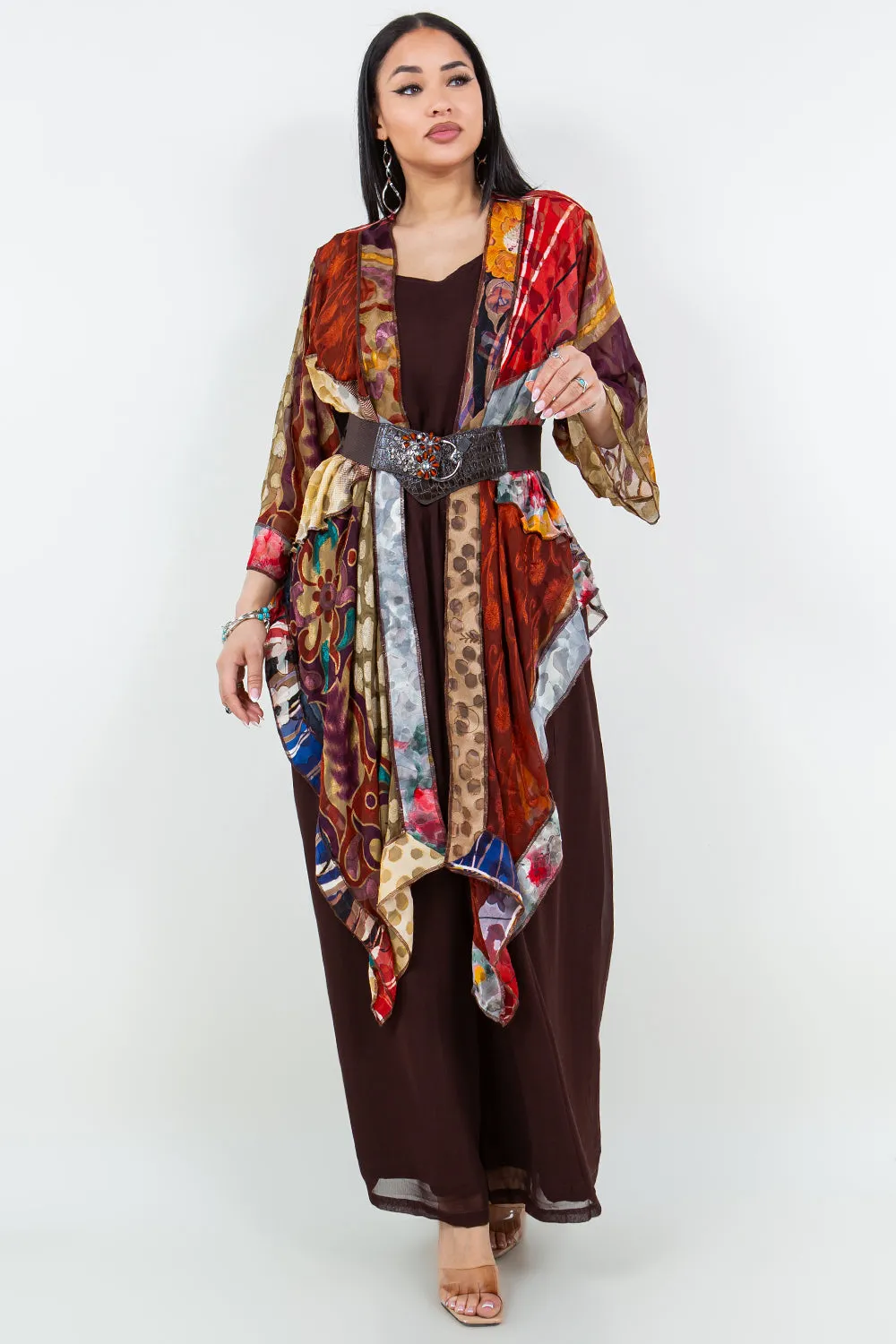 Earthy Art Silk & Velvet Lightweight Jacket