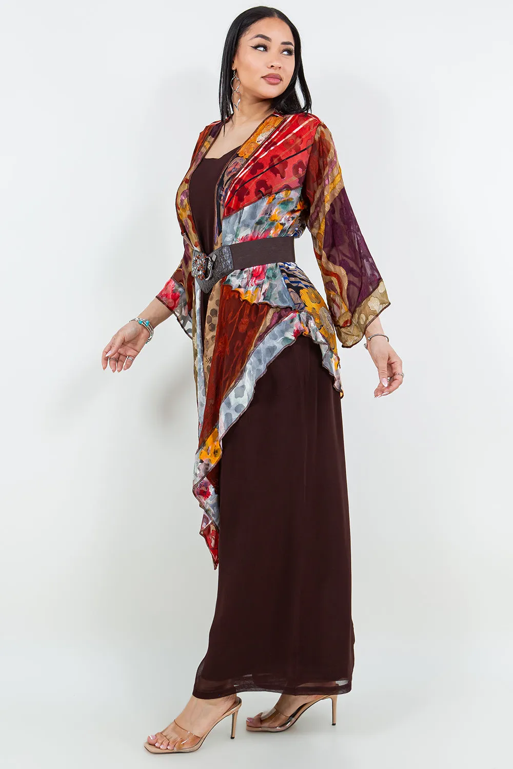 Earthy Art Silk & Velvet Lightweight Jacket