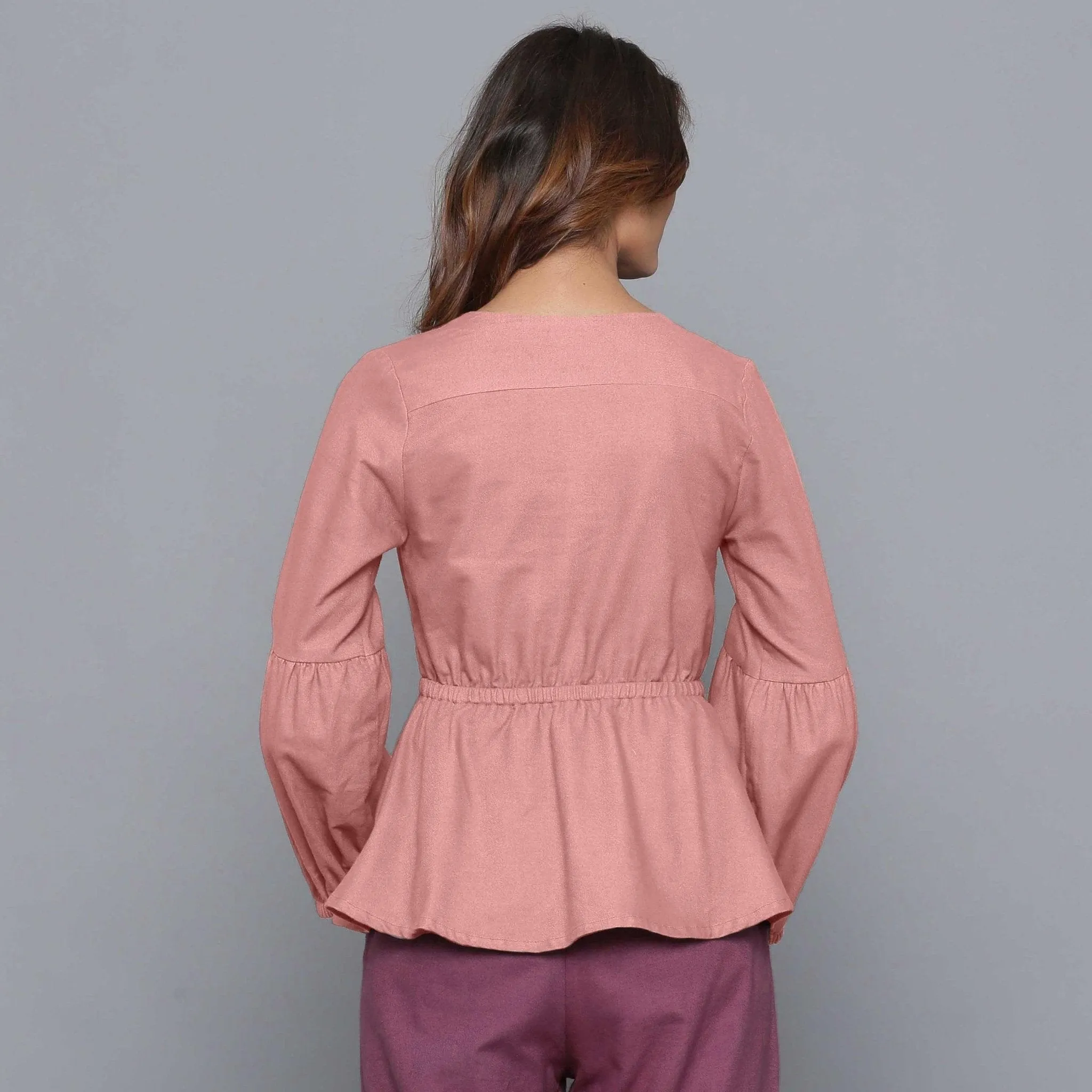 English Rose Warm Cotton Flannel Peplum Top