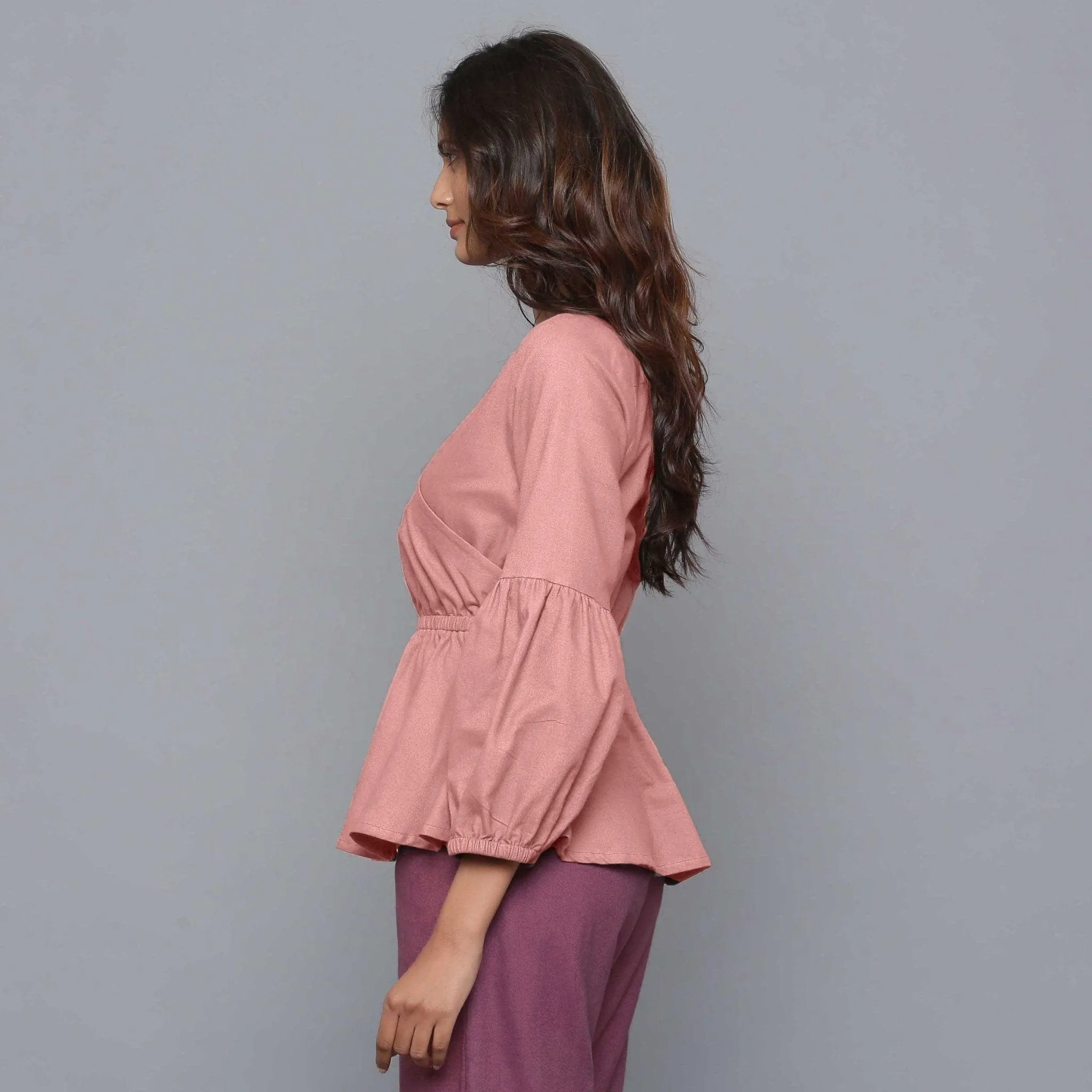 English Rose Warm Cotton Flannel Peplum Top