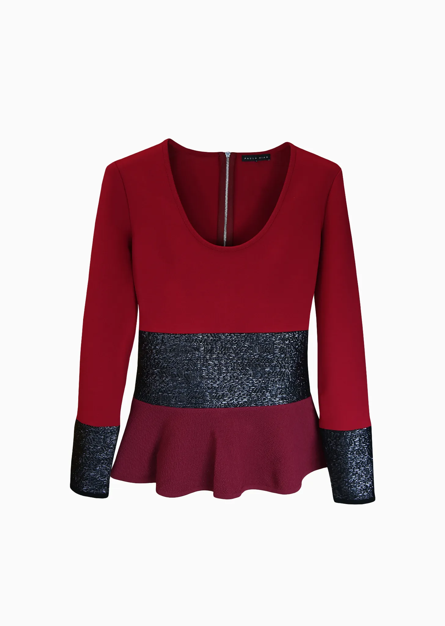 Eveony – Milano Knit and Raffia Peplum Top