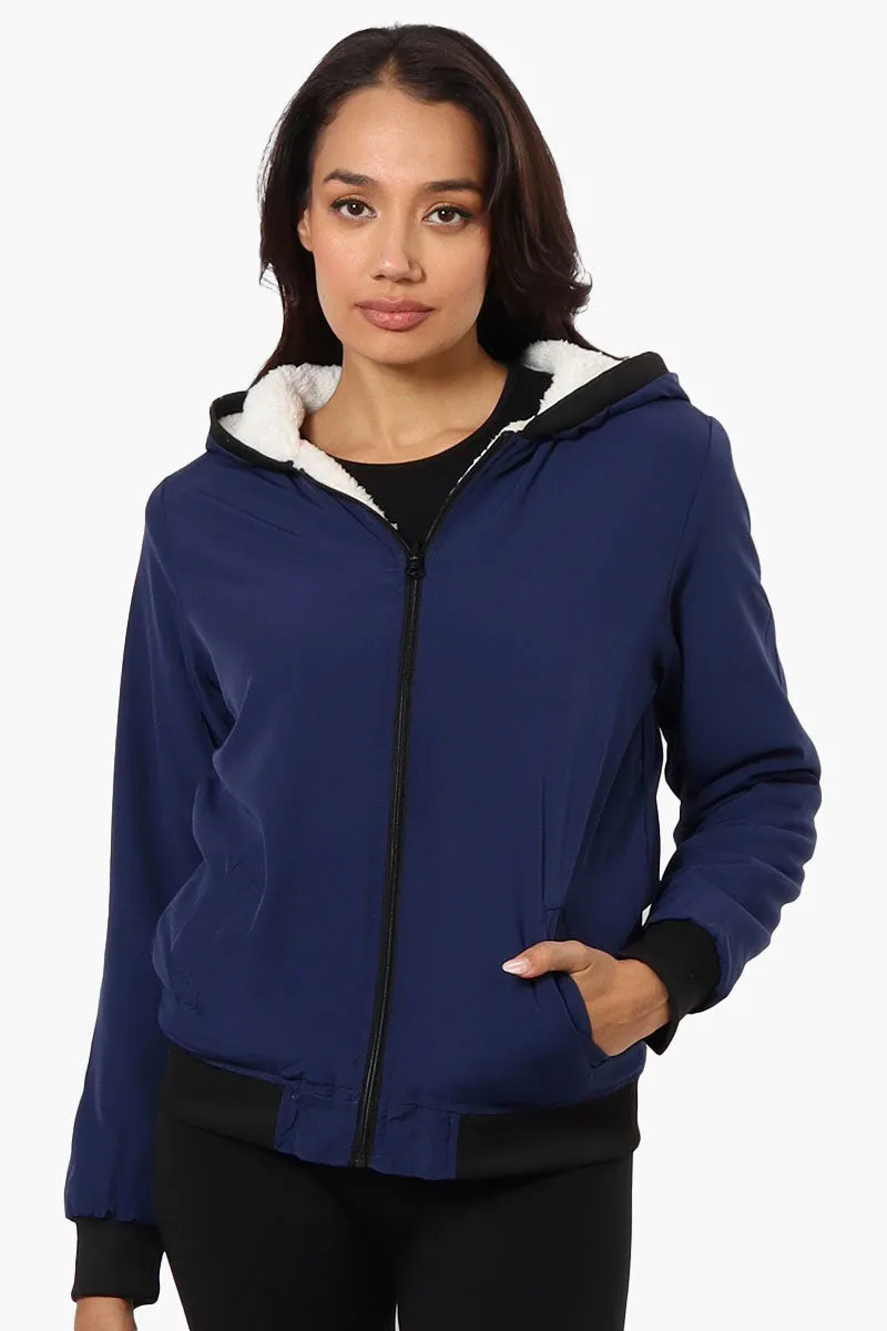 Fahrenheit Hooded Fleece Lined Windbreaker Lightweight Jacket - Navy