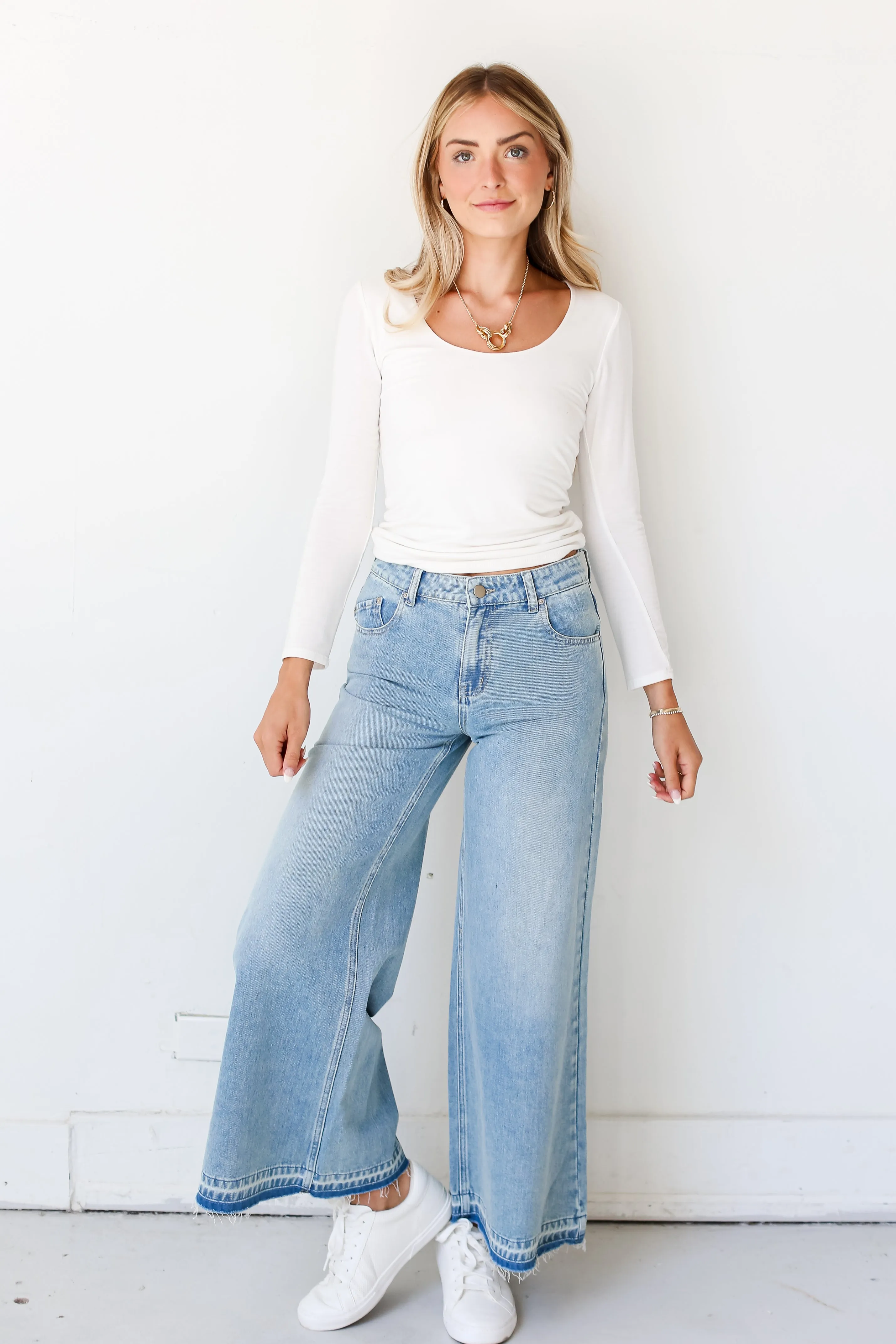 FINAL SALE - Exceptionally Cool Light Wash Wide Leg Jeans