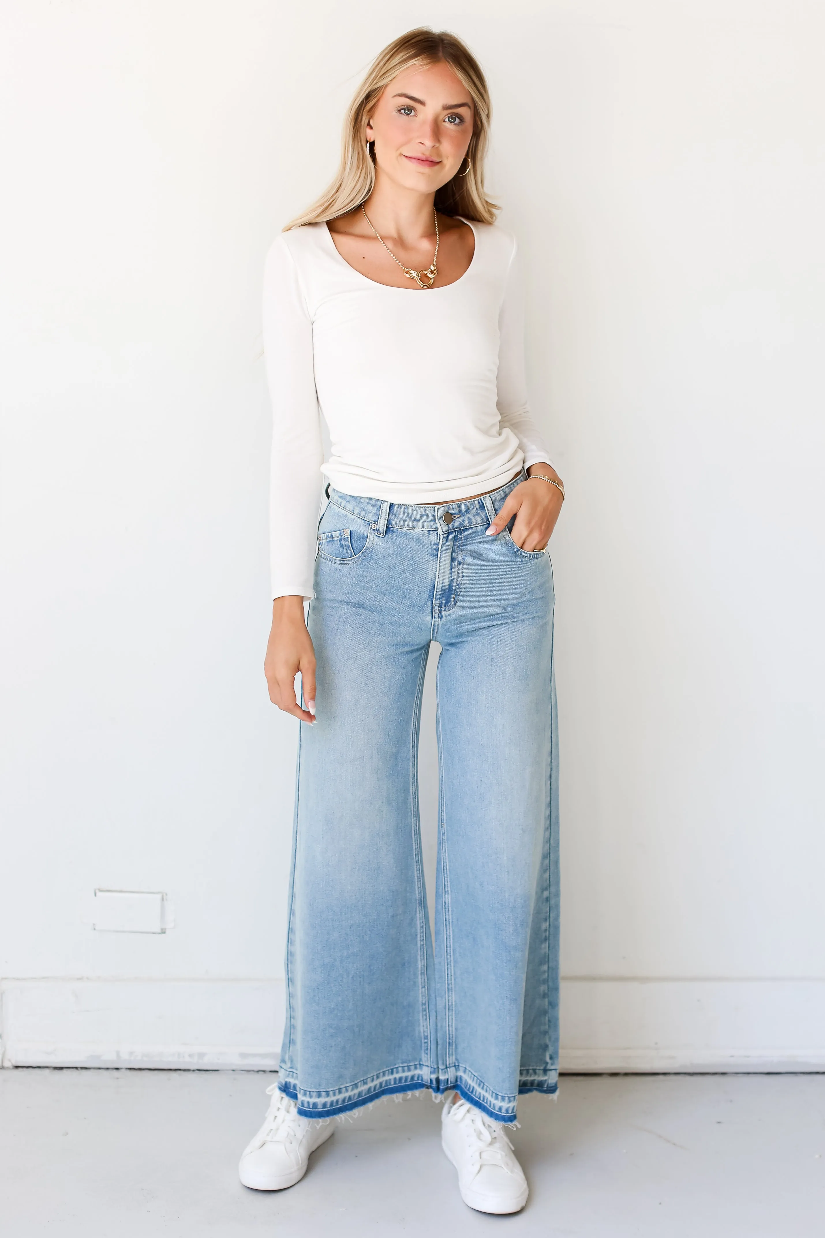 FINAL SALE - Exceptionally Cool Light Wash Wide Leg Jeans