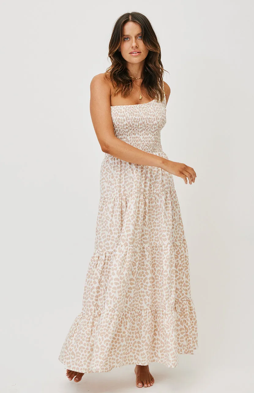 Fleur Maxi Dress - Nude Leopard