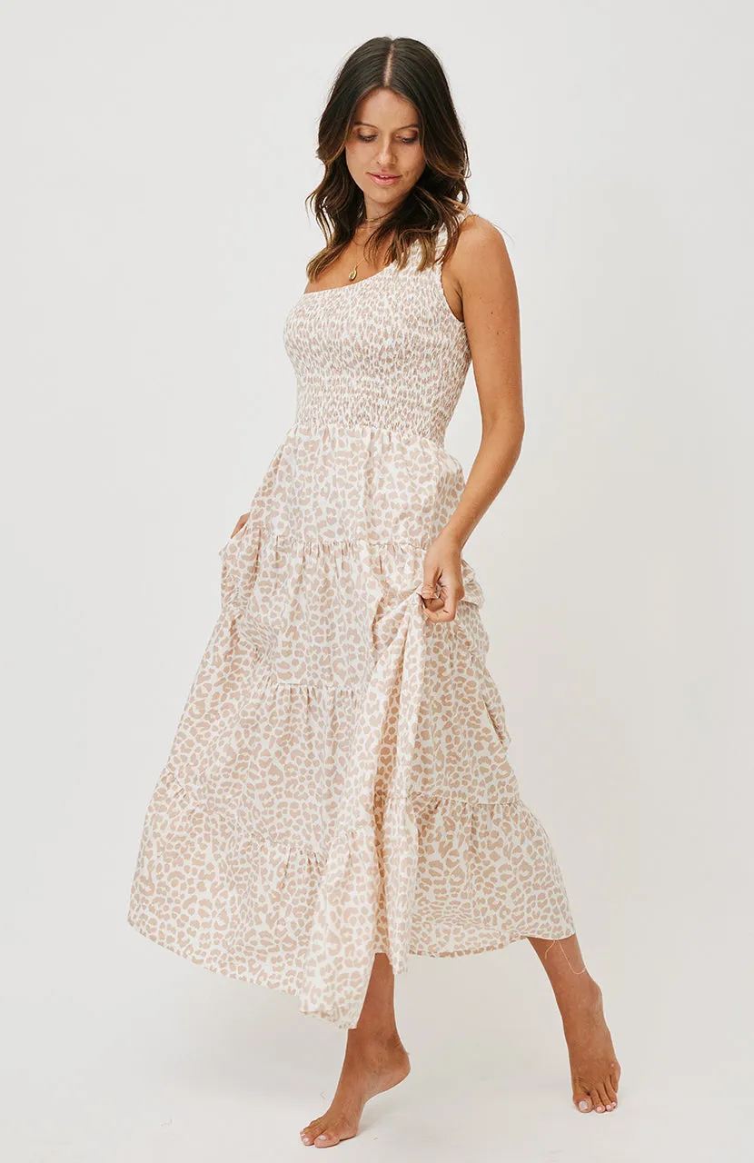 Fleur Maxi Dress - Nude Leopard