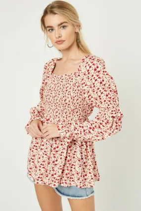 Floral Square Neck Blouse