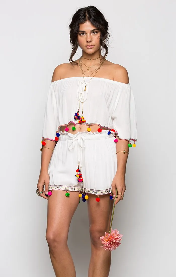 HAVANA DAZE OFF SHOULDER CROP TOP