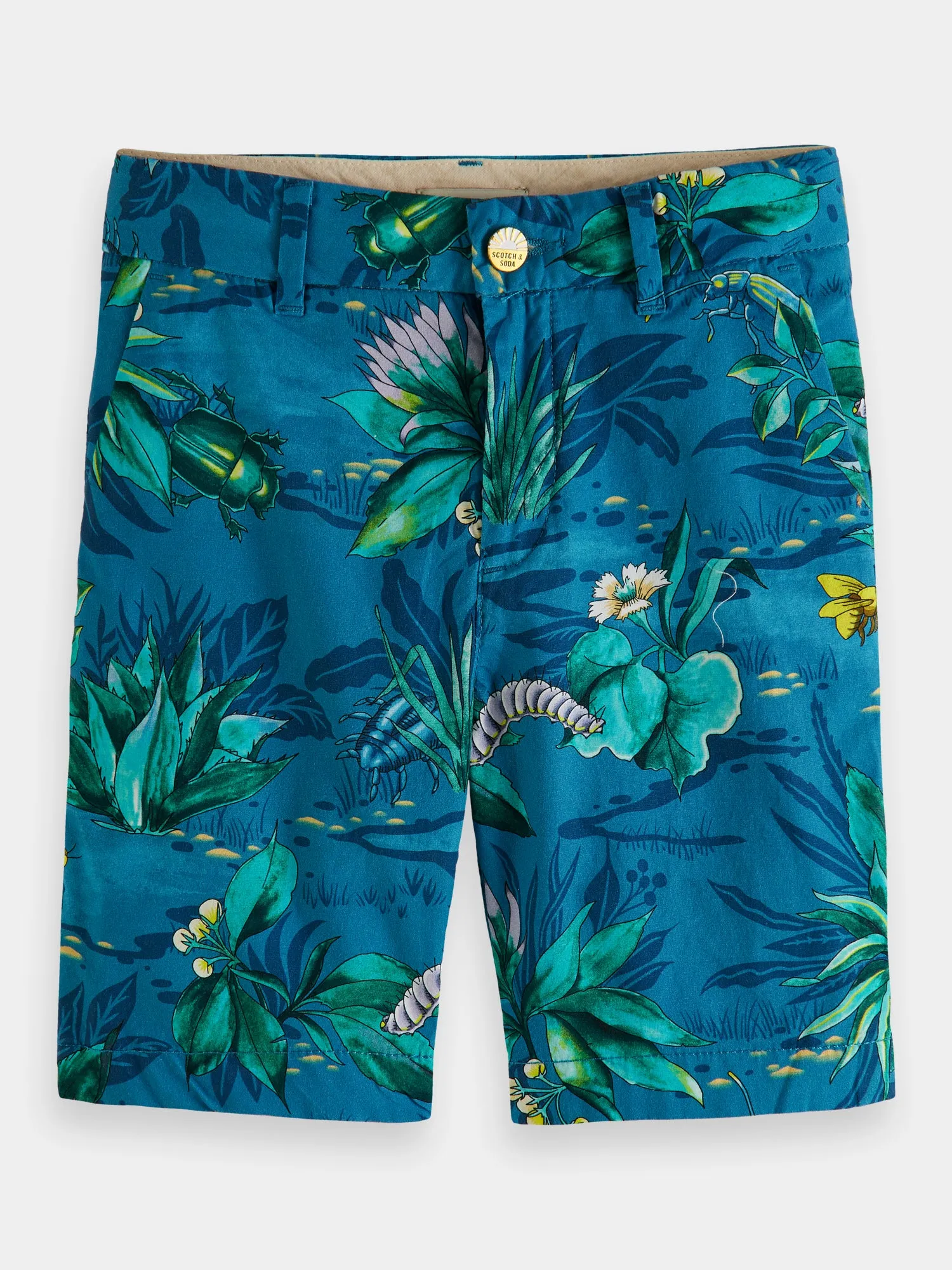 Kids - Mid-length printed chino shorts