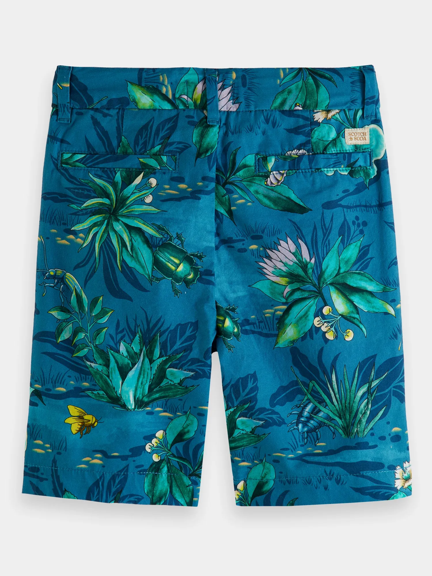 Kids - Mid-length printed chino shorts