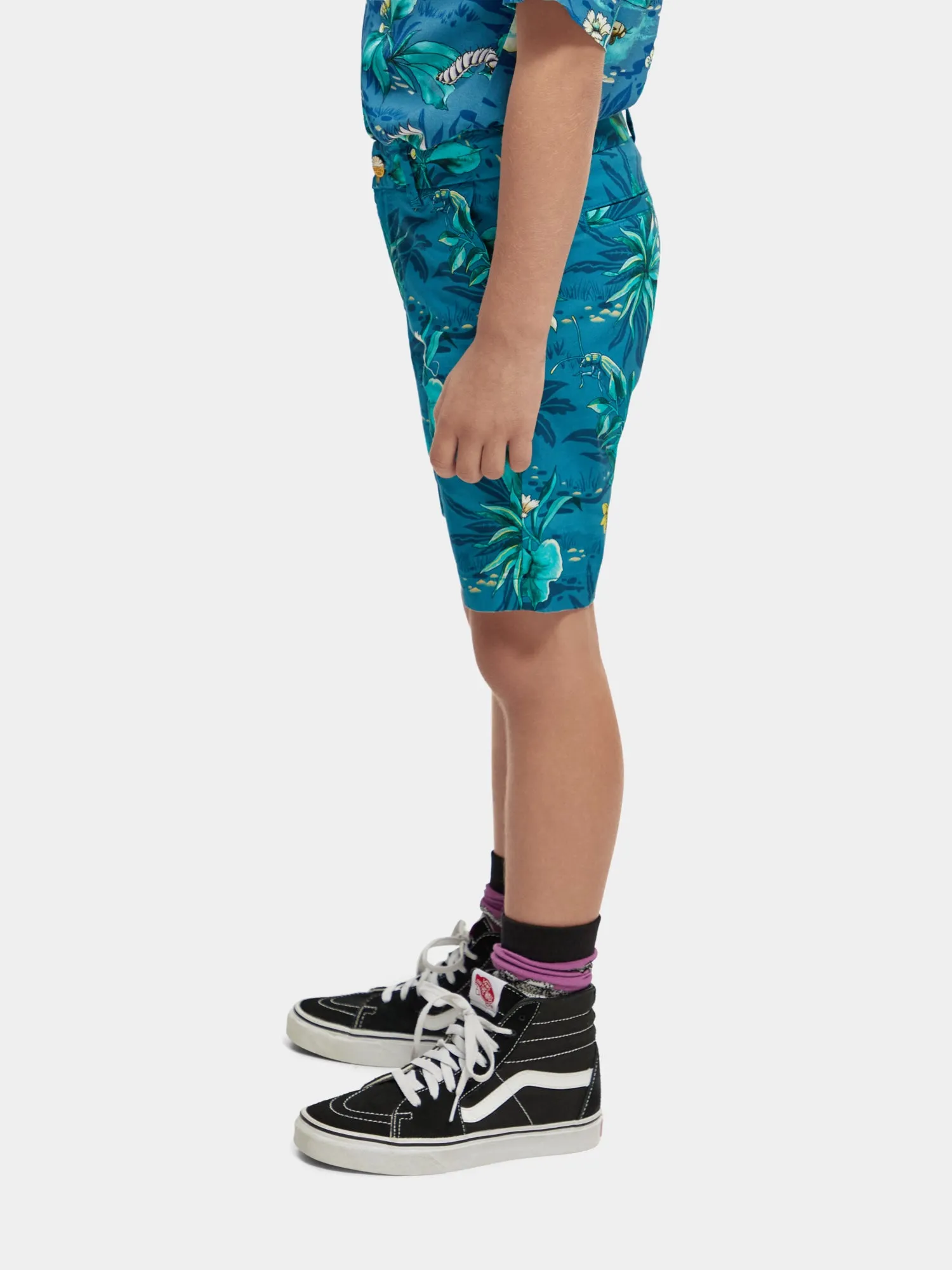 Kids - Mid-length printed chino shorts