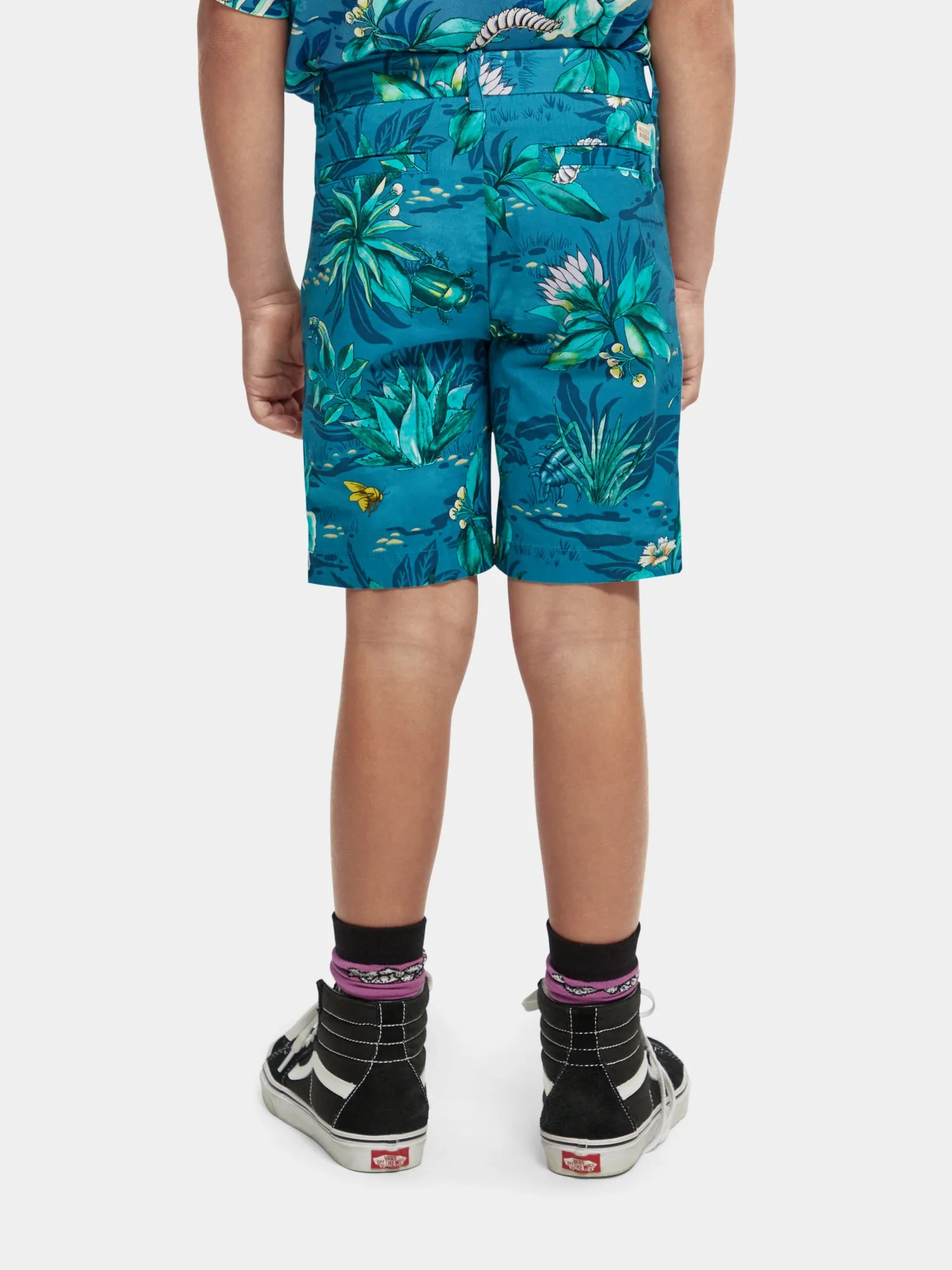 Kids - Mid-length printed chino shorts