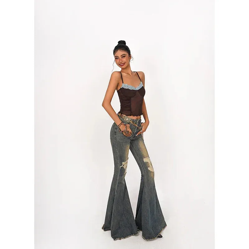 Korean Wide-legged Women's Bell-bottoms Denim Pants