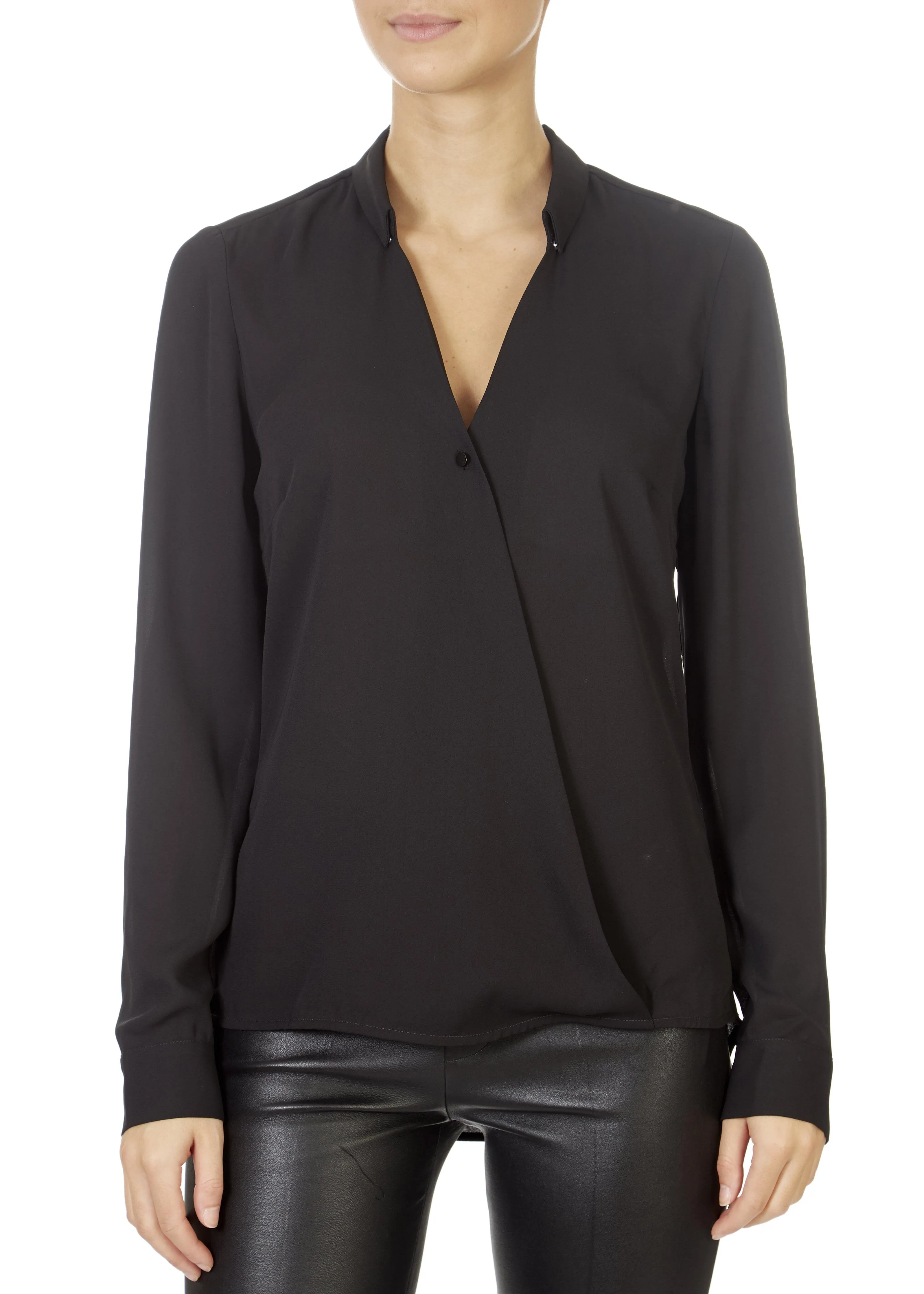 'Mendo' Black V-Neck Blouse