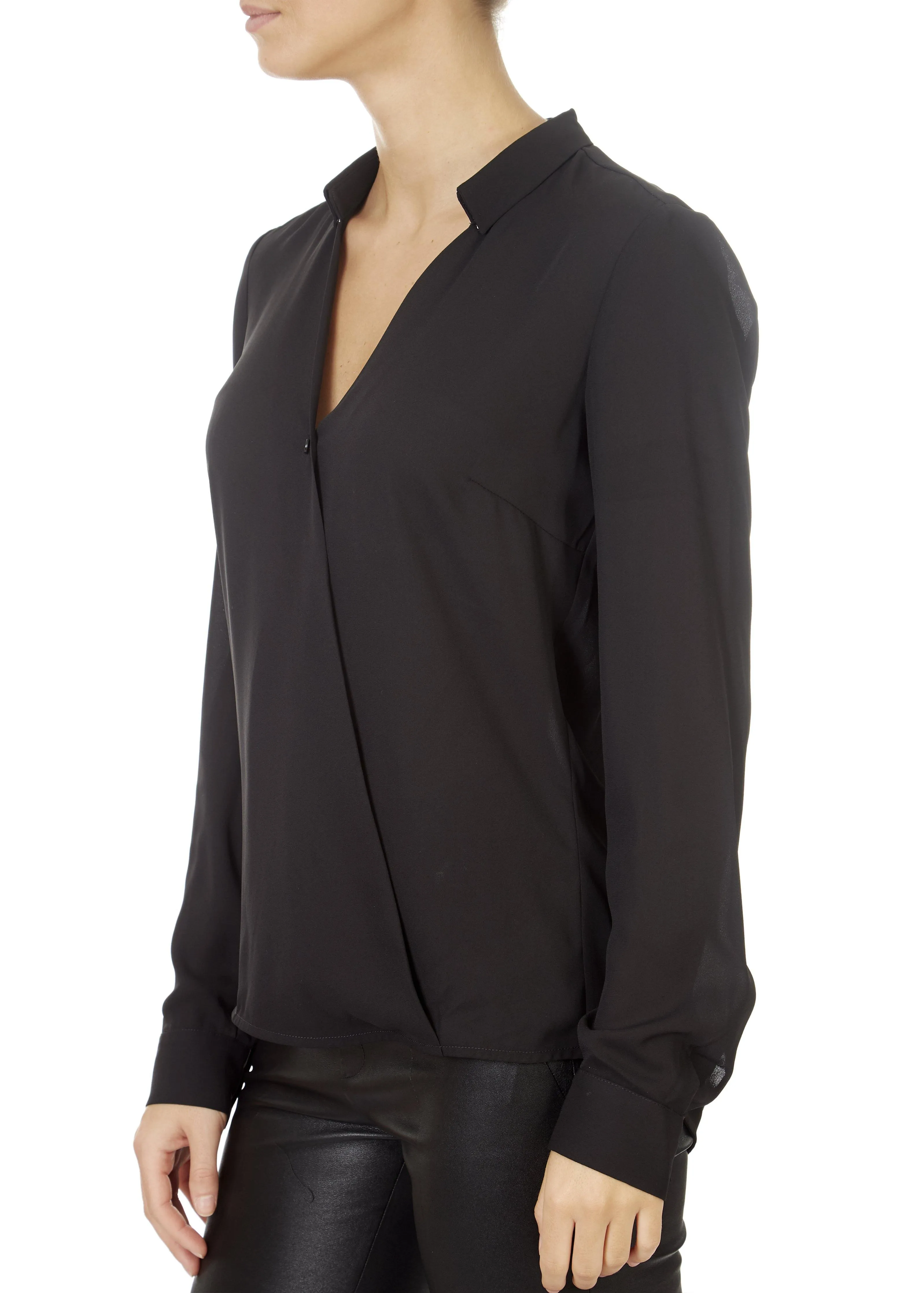 'Mendo' Black V-Neck Blouse