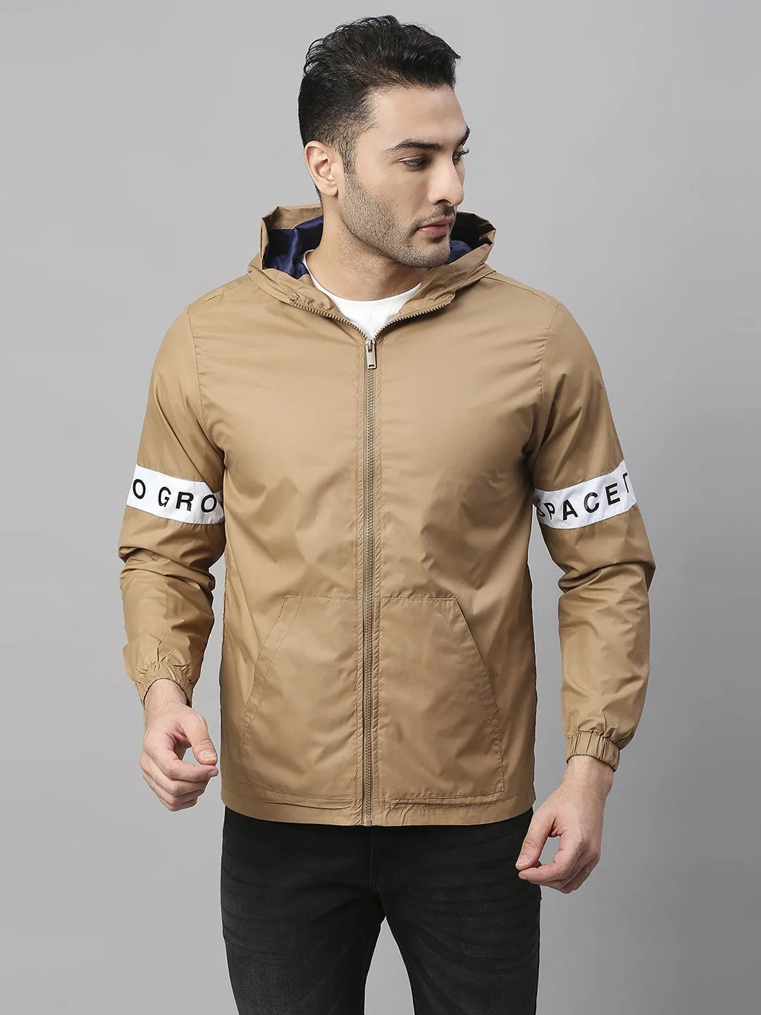 Mens Long-Sleeve Jacket - Lightweight Casual Winterwear  (Khaki)